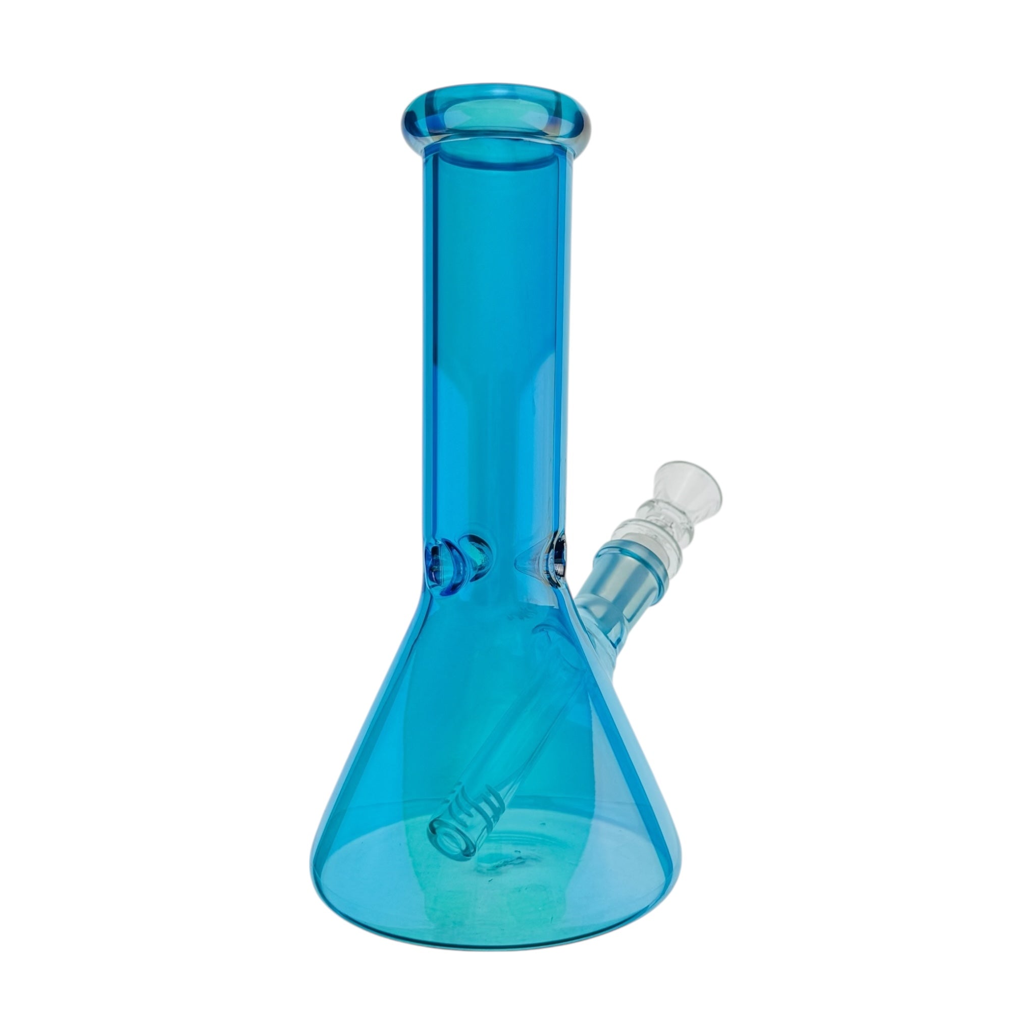 8 Inch Light Blue Metallic Beaker Bong on a white background