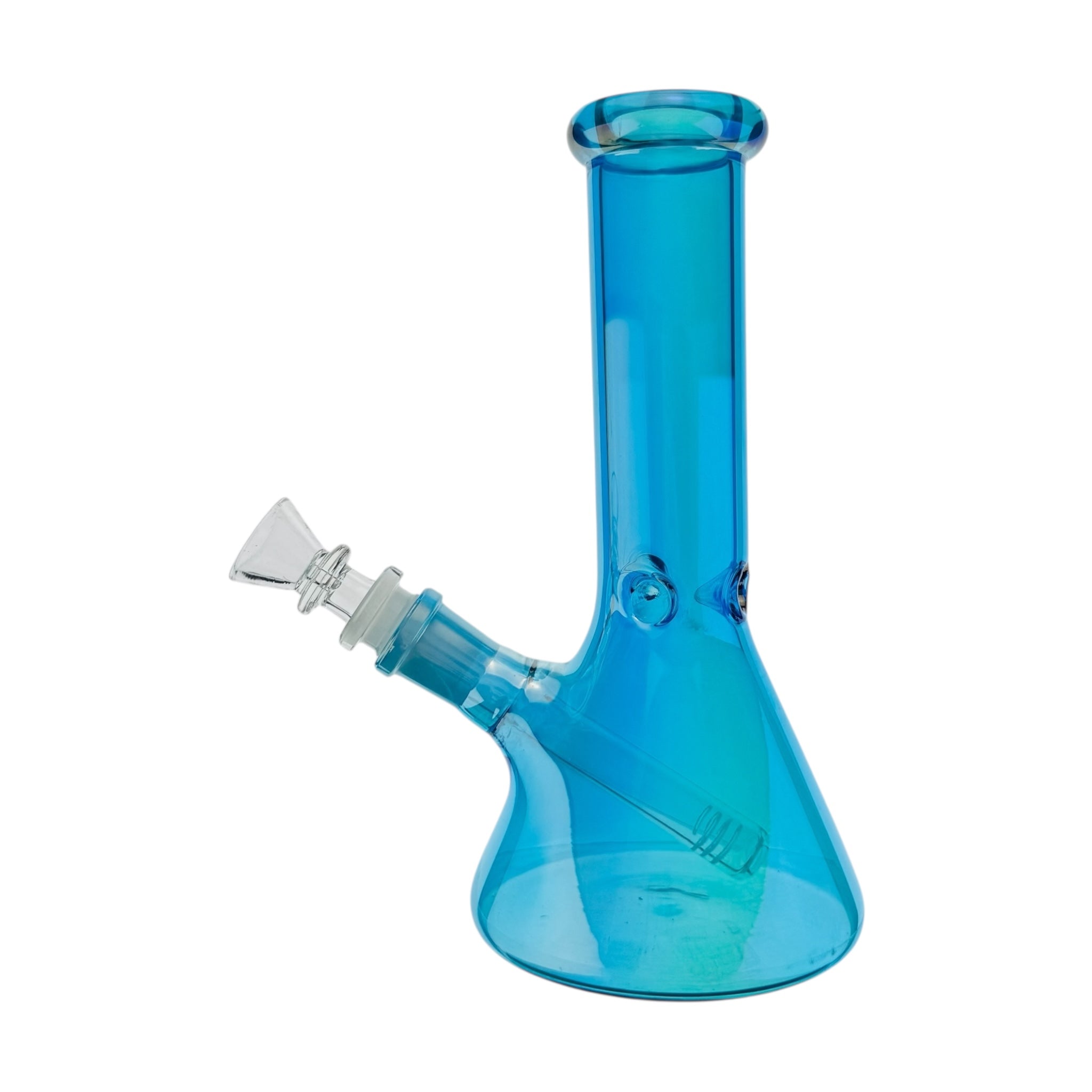 8 Inch Light Blue Metallic Beaker Bong on a white background