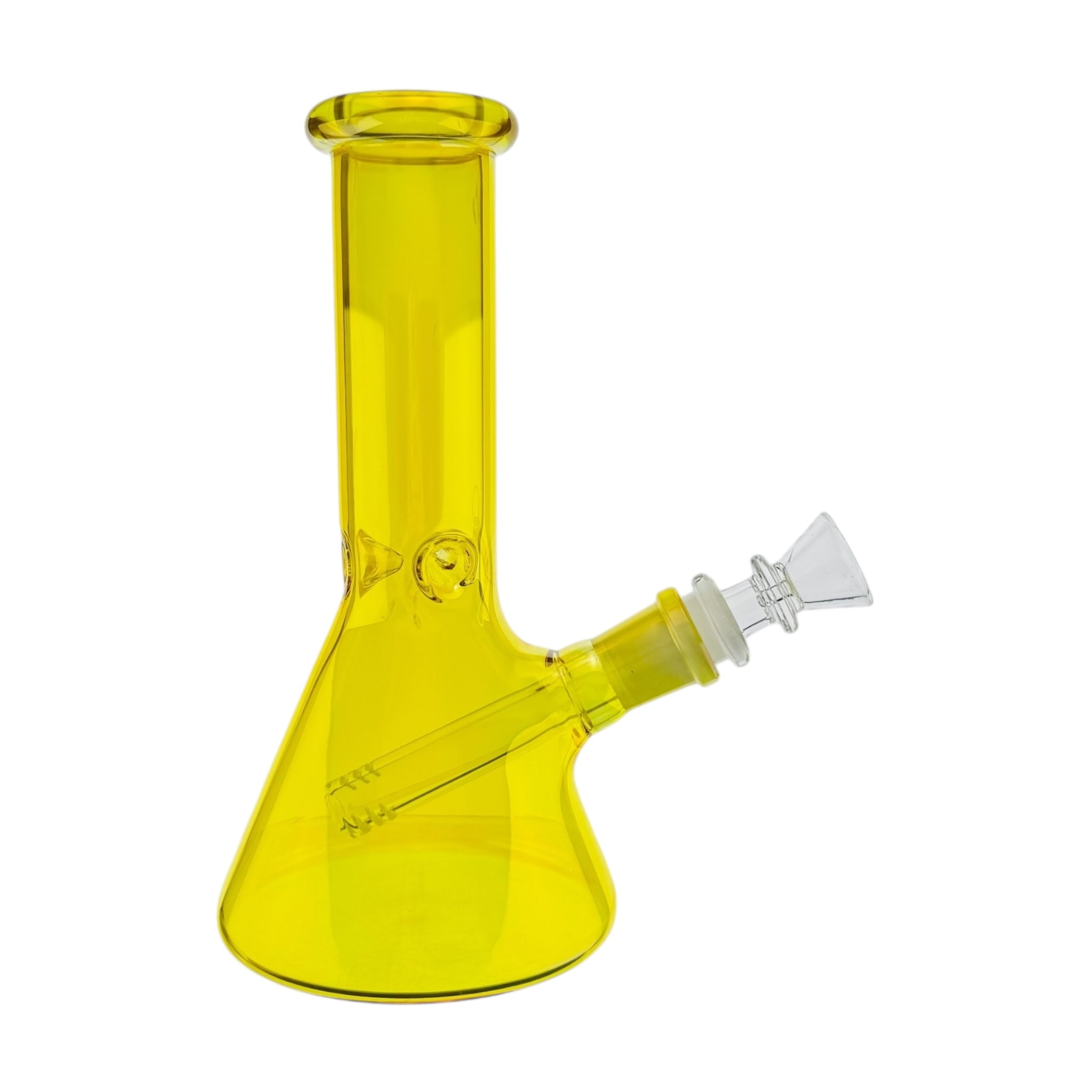 Yellow glass water pipe on a white background