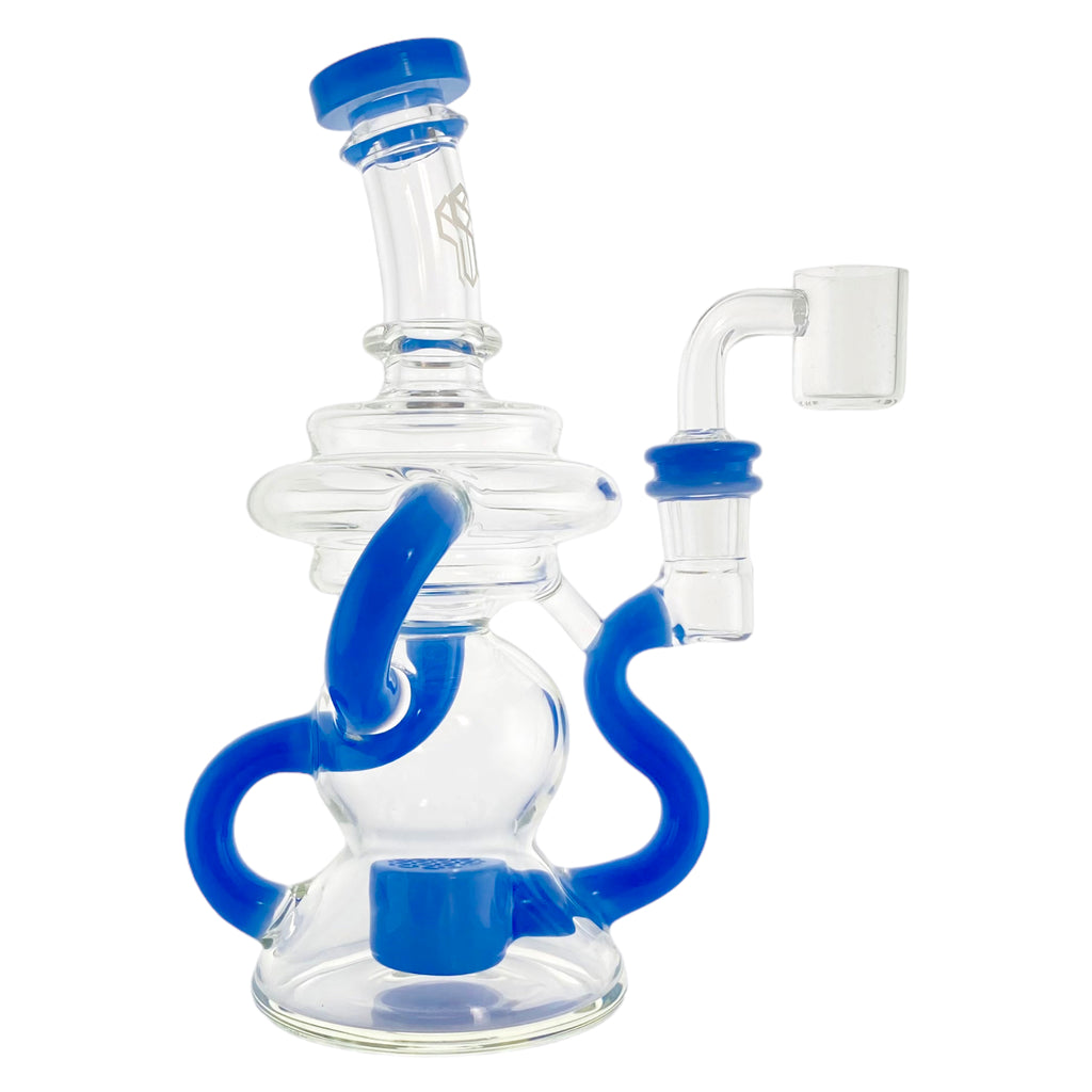 Klein Rig Deluxe Glass - Baby Blue Klein Recycler Dab Rig With Seed of Life Perc