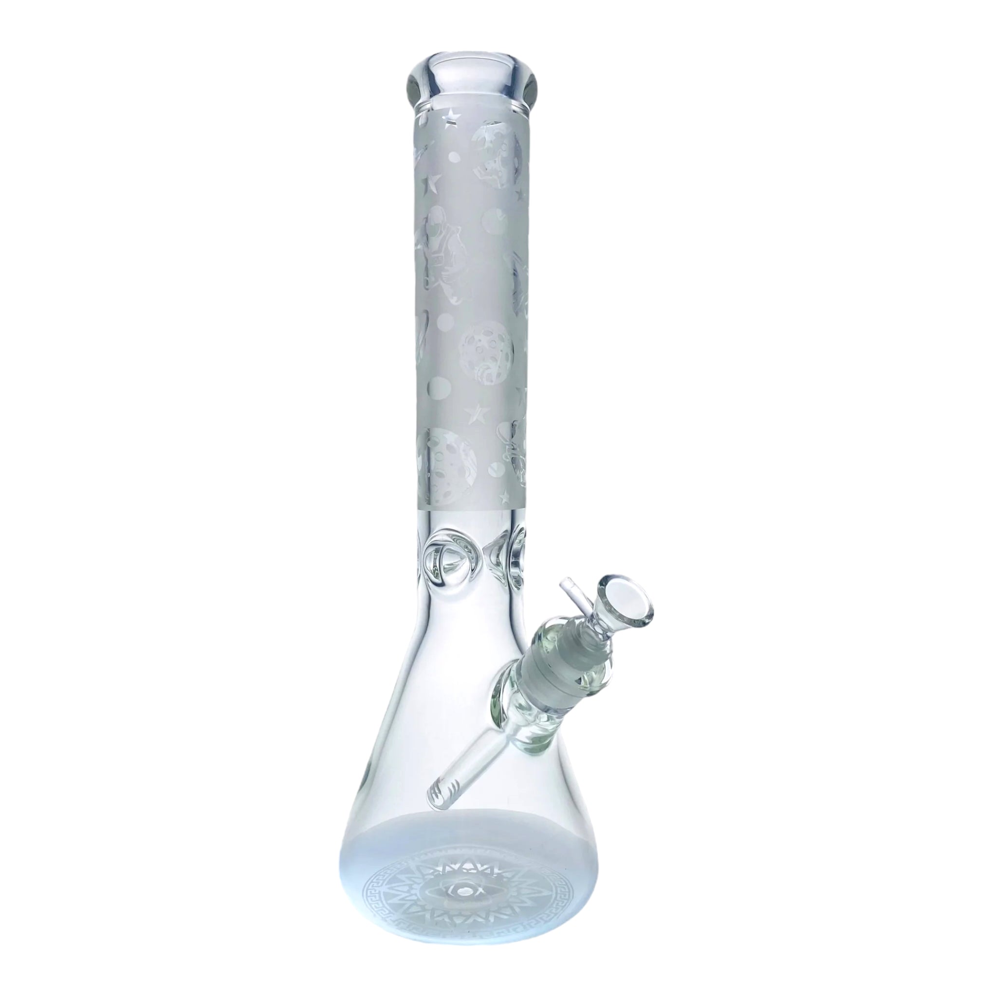 9mm Thick Glass Beaker Bong With Space Galaxy Sandblasted