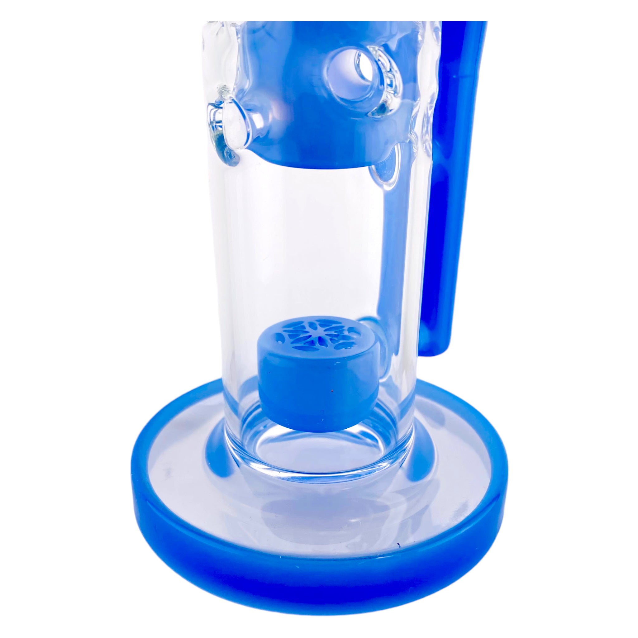 Deluxe Glass - Baby Blue Mini Straight Fab Bong Dab Rig With Seed Of Life Perc