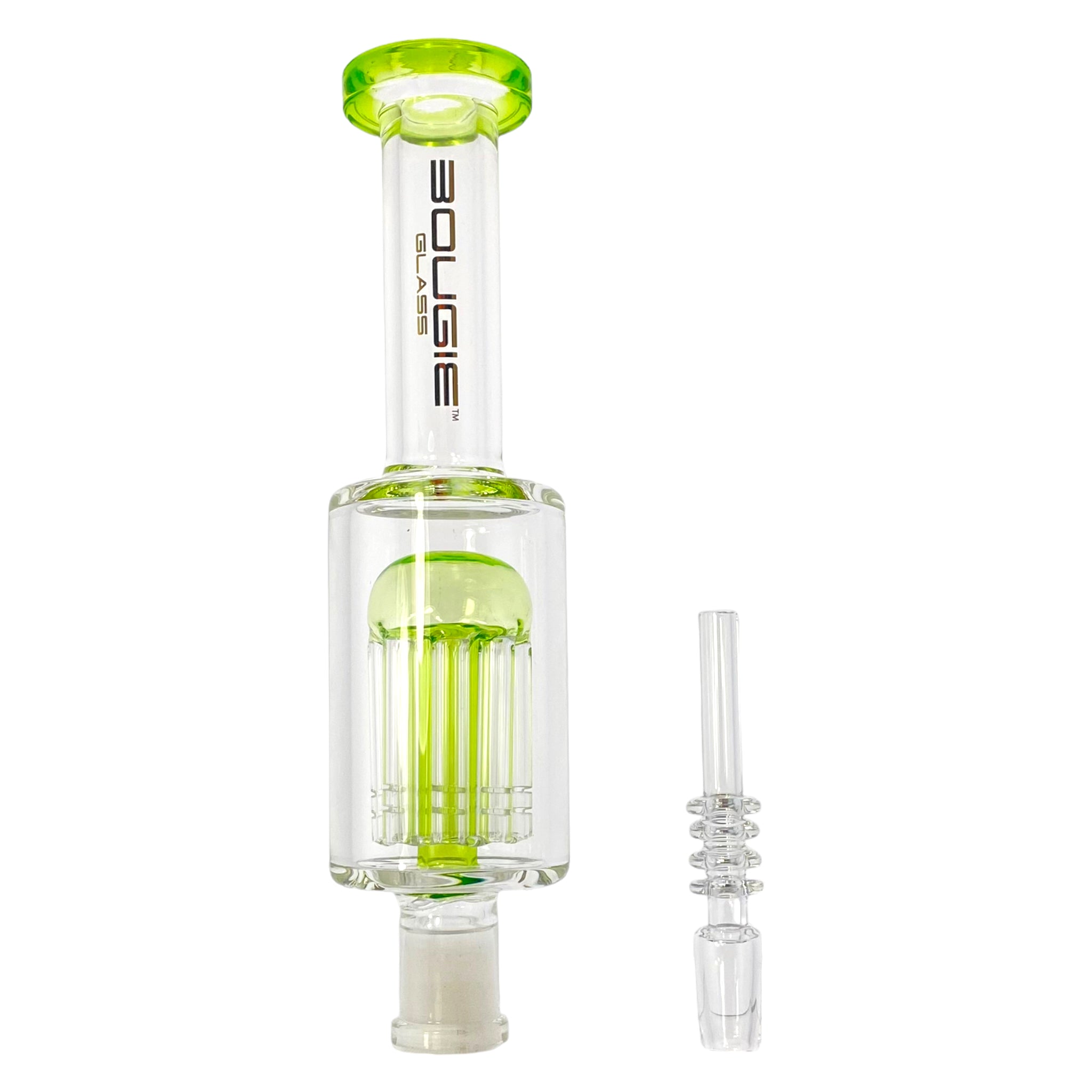 usa made Bougie Glass - Green Nectar Collector With 8 Arm Tree Perc with 14mm quartz nectar collector tip