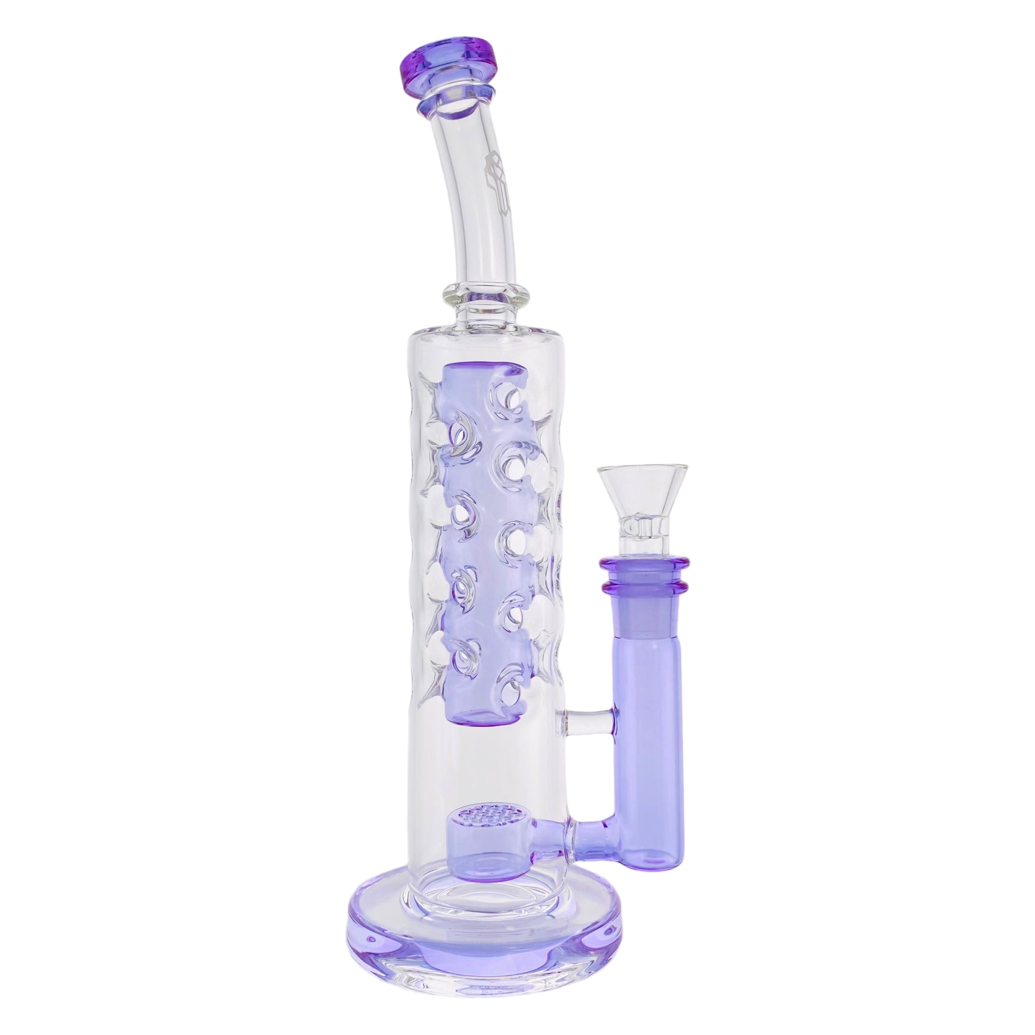 Deluxe Glass - CFL Reactive Large Straight Fab Bong Dab Rig With Seed Of Life Perc