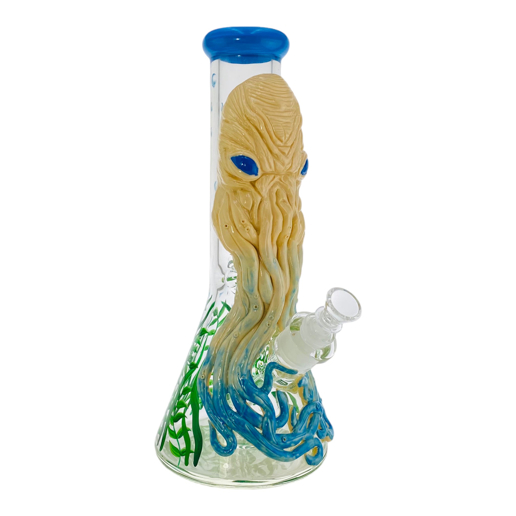 Monster Bongs - 12 Inch Octopus Face Beaker Bong With Blue Mouthpiece