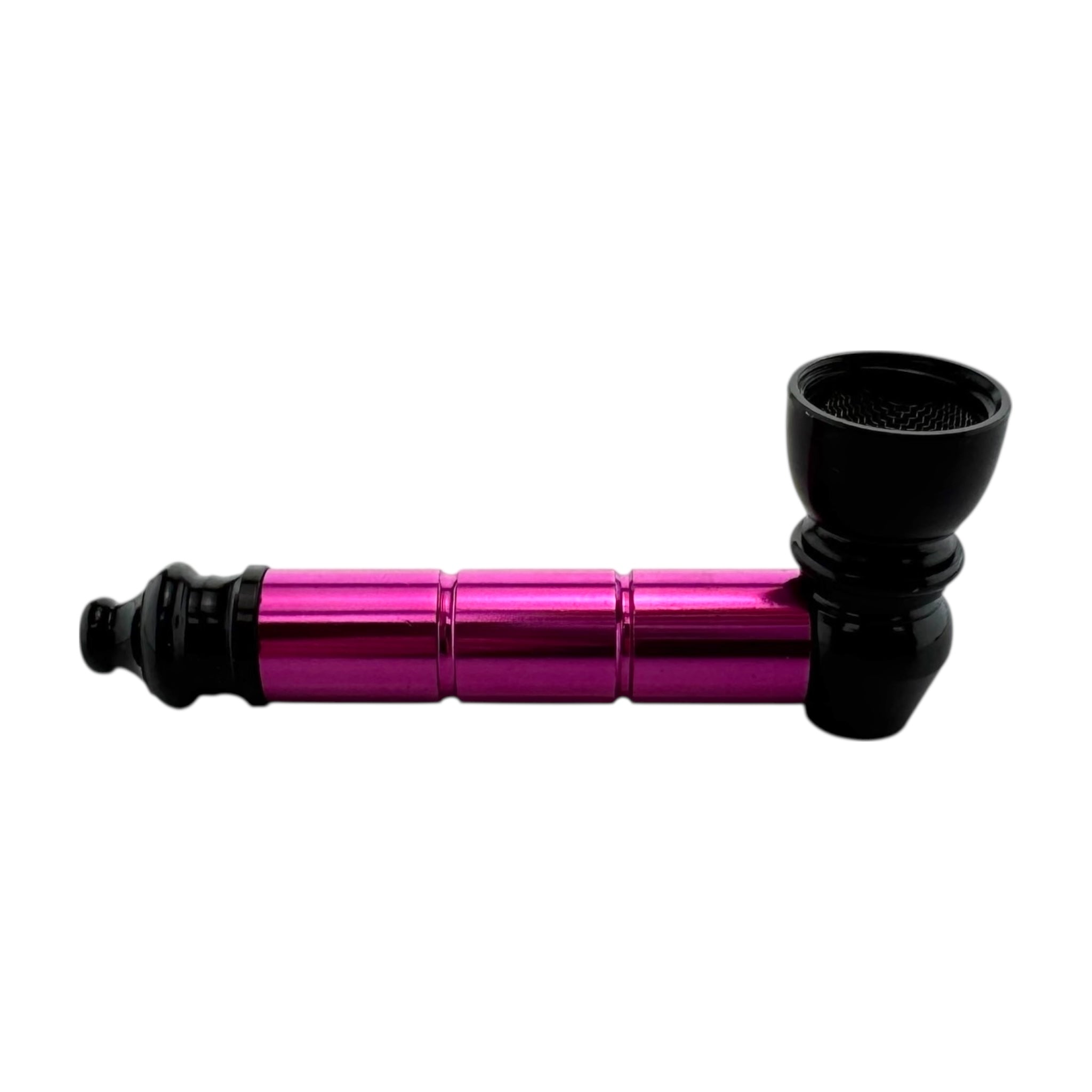 Black And Pink Basic Aluminum Smoking Pipe on a white background