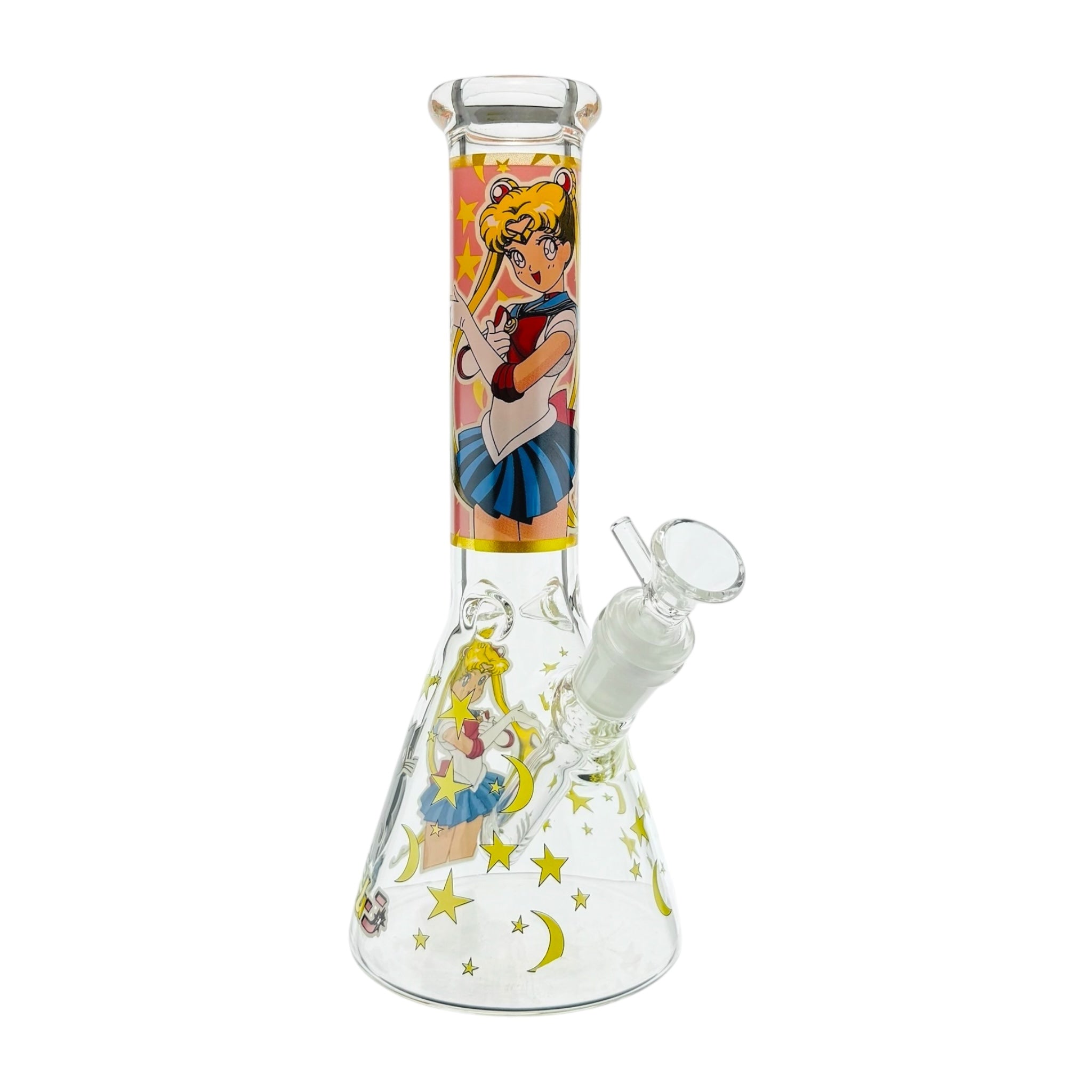 Blonde Anime Girl With Black Cat 10 Inch Water Pipe on white background