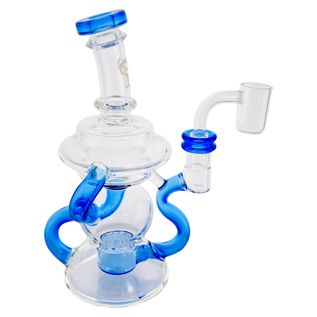 Klein Rig Deluxe Glass - Blue Klein Recycler Dab Rig With Seed of Life Percolato