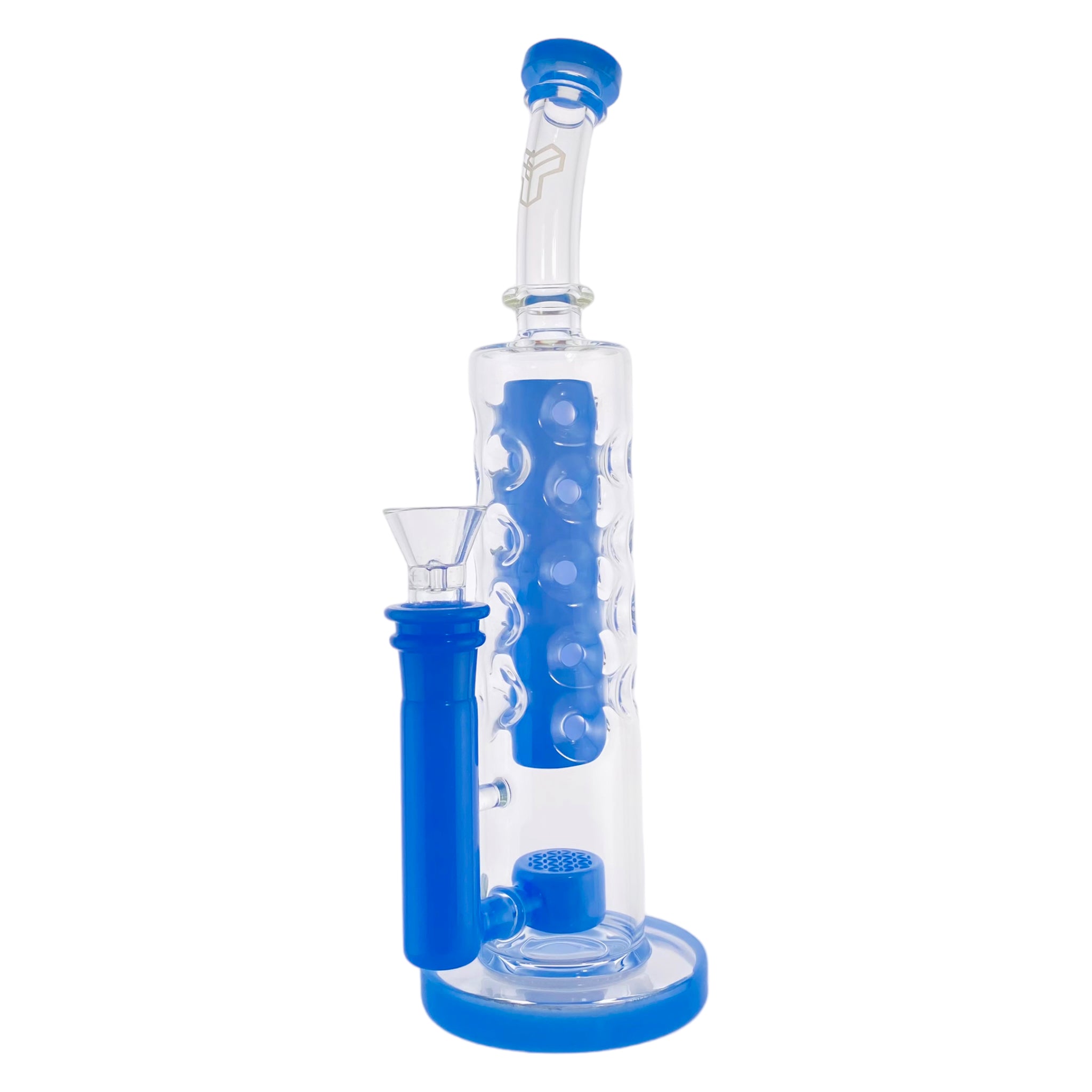 Deluxe Glass - Blue Milk Large Straight Fab Bong Dab Rig With Seed Of Life Perc