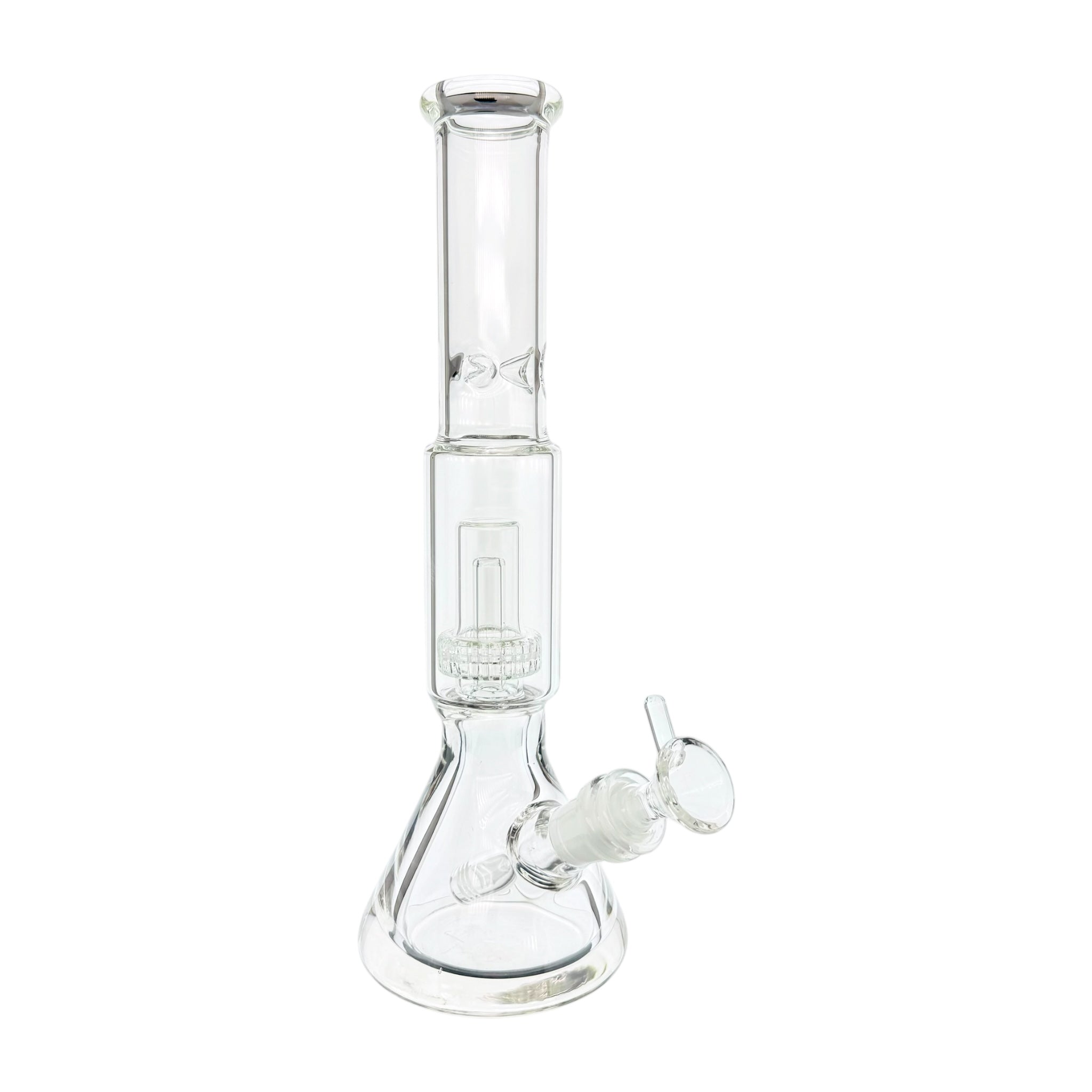 Clear Bong With Perc & Extra Thick Beaker Base 12 Inches on white background