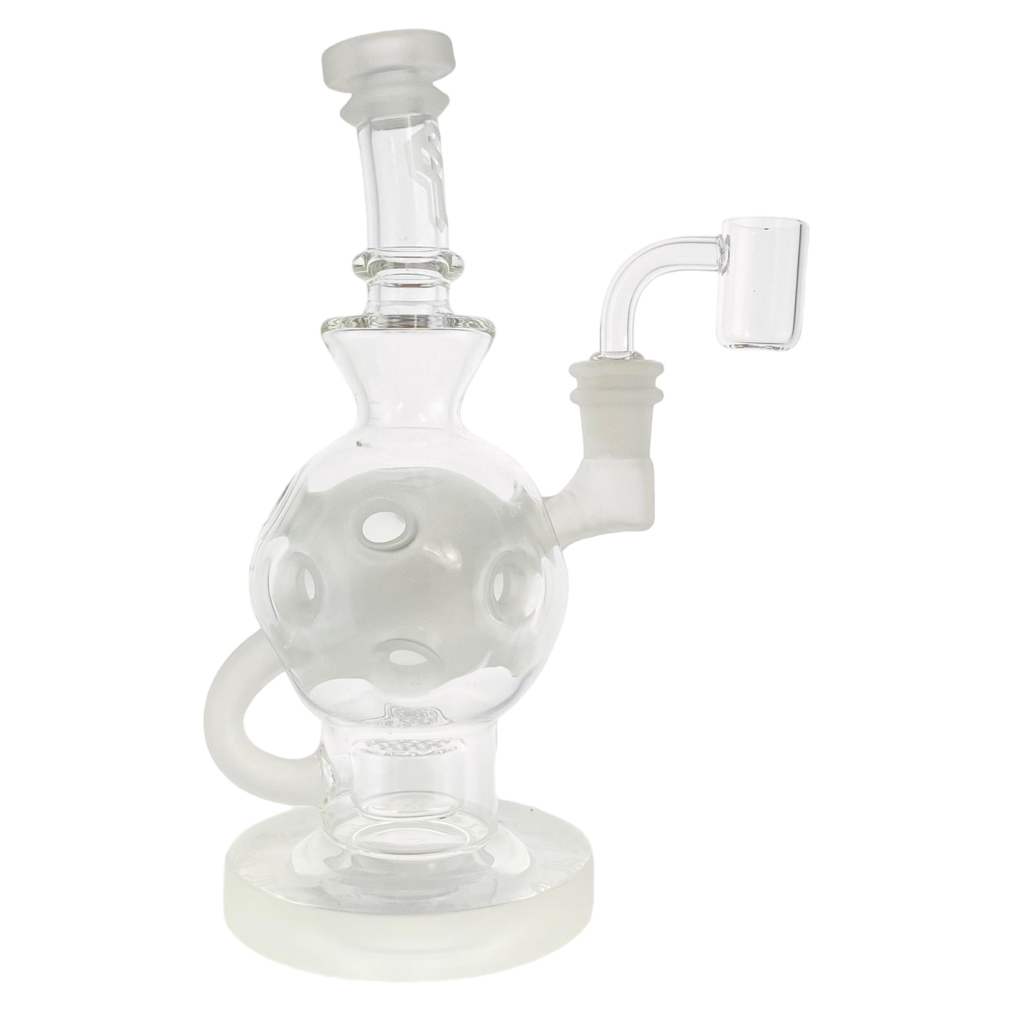 Deluxe Glass - Sandblasted Faberge Exosphere Ball Rig Dab Rig With Seed of Life Perc