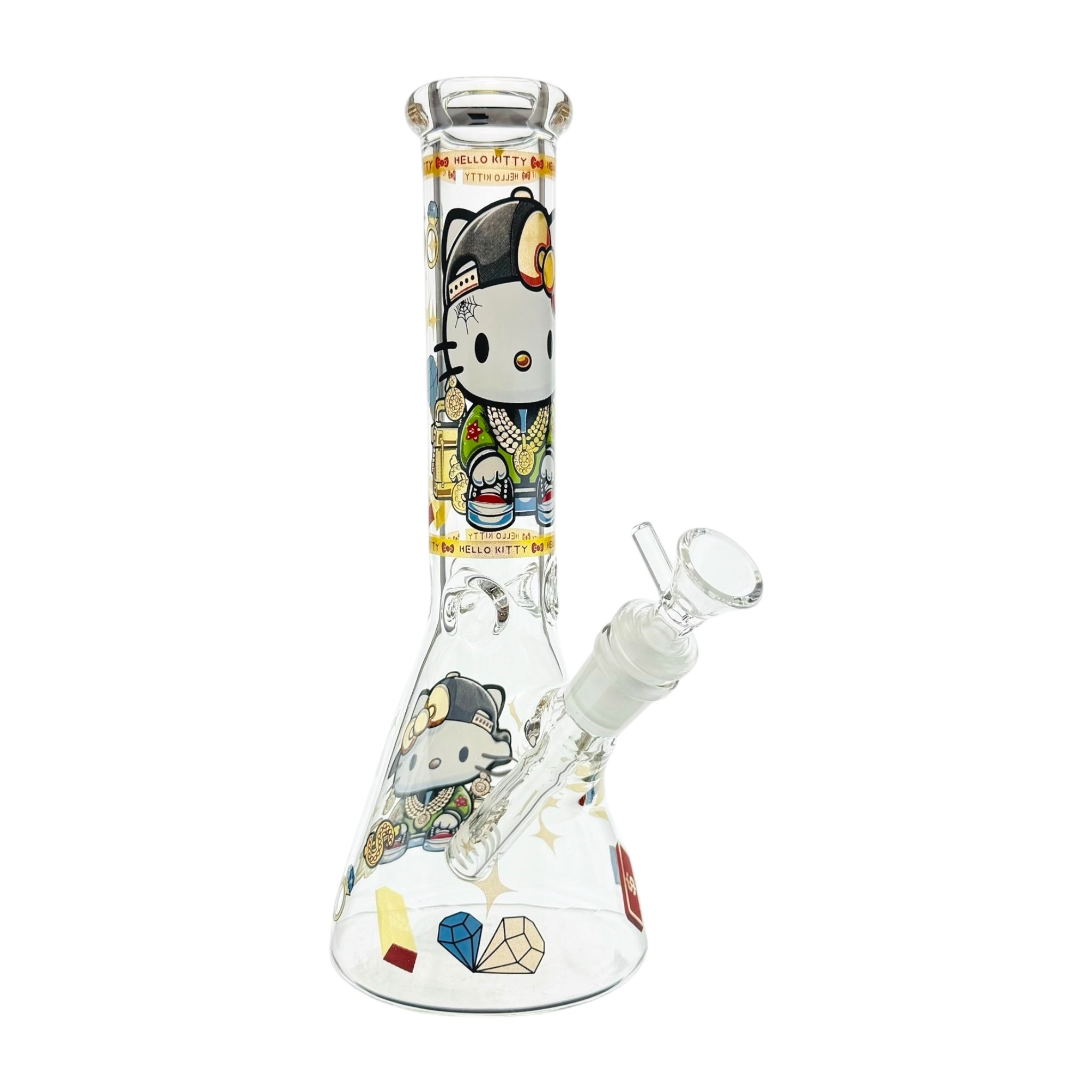 Hello Kitty Bong With Bling Bling Jewelry 10 Inch clear glass bong 