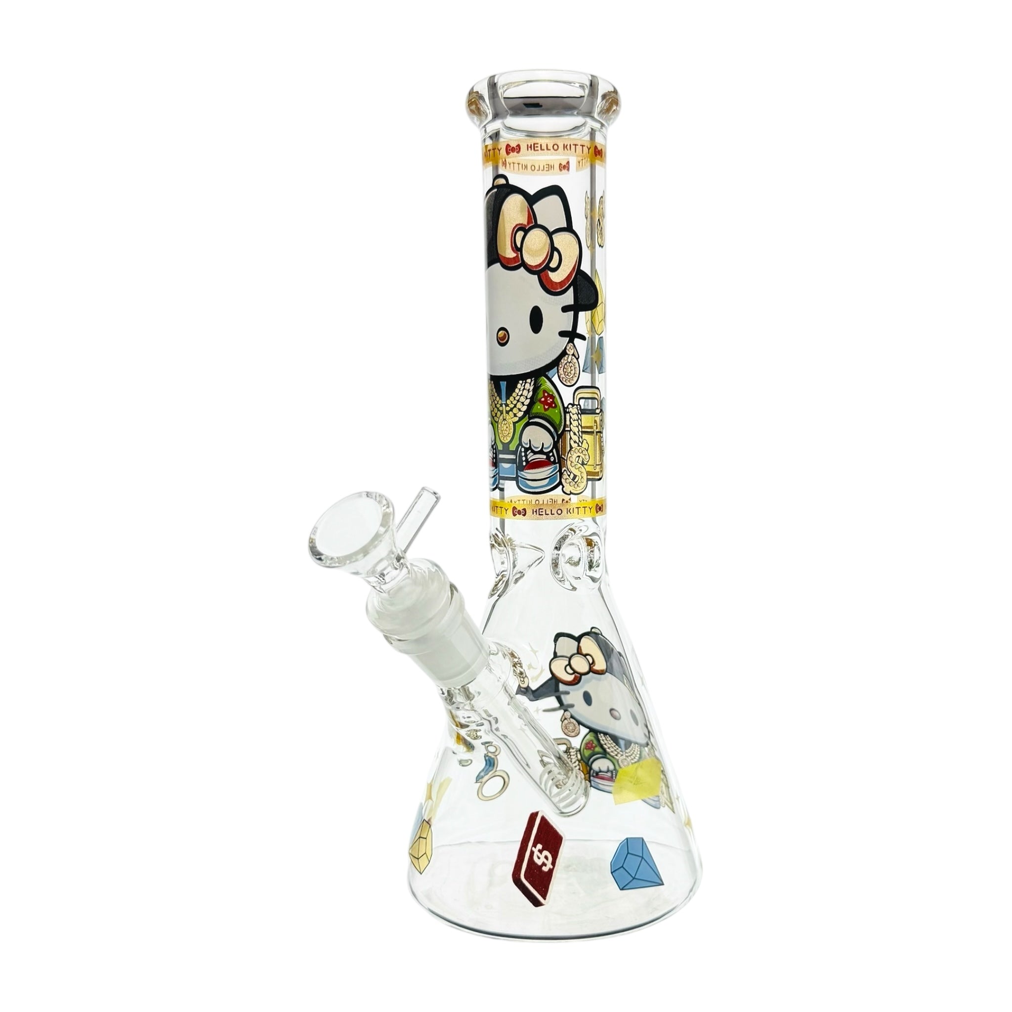 Hello Kitty Bong With Bling Bling Jewelry 10 Inch clear glass bong 