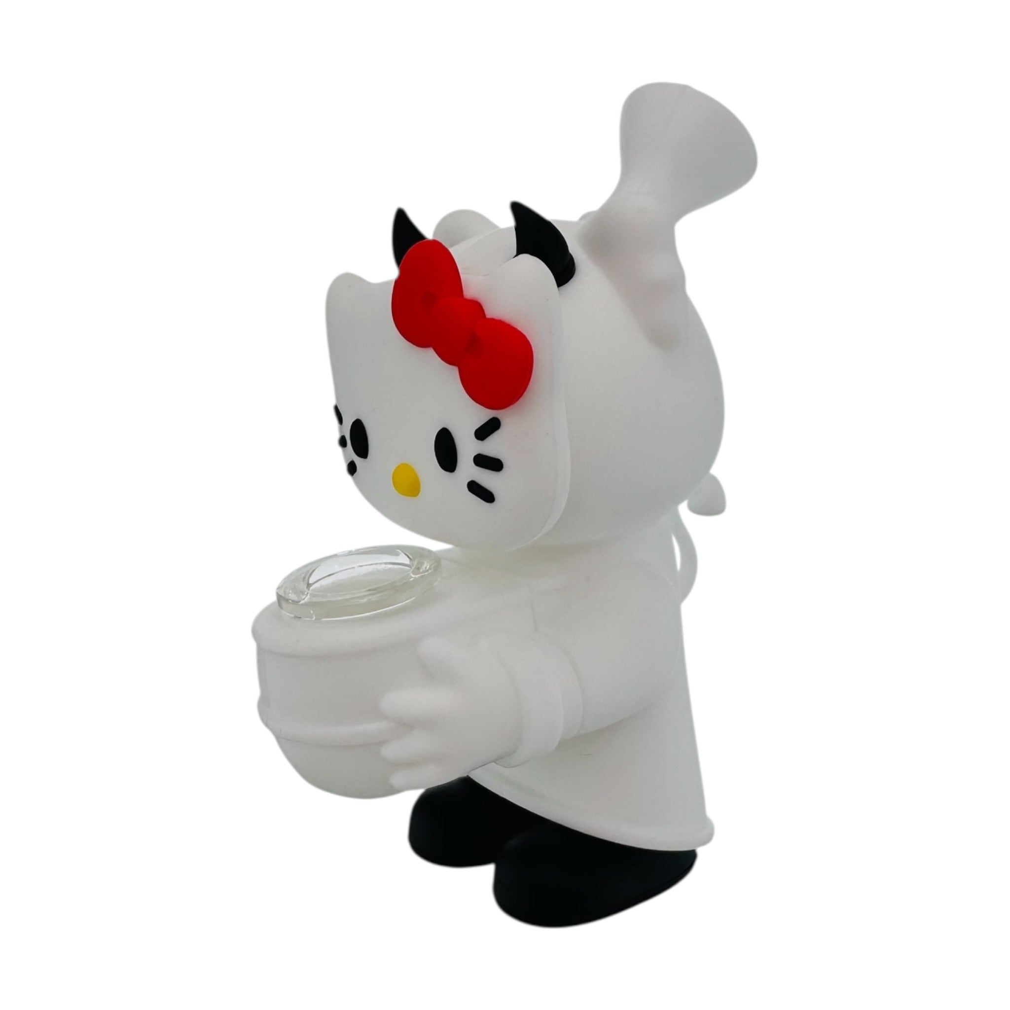 Devil Kitty Silicone Rubber Bong White on a white background