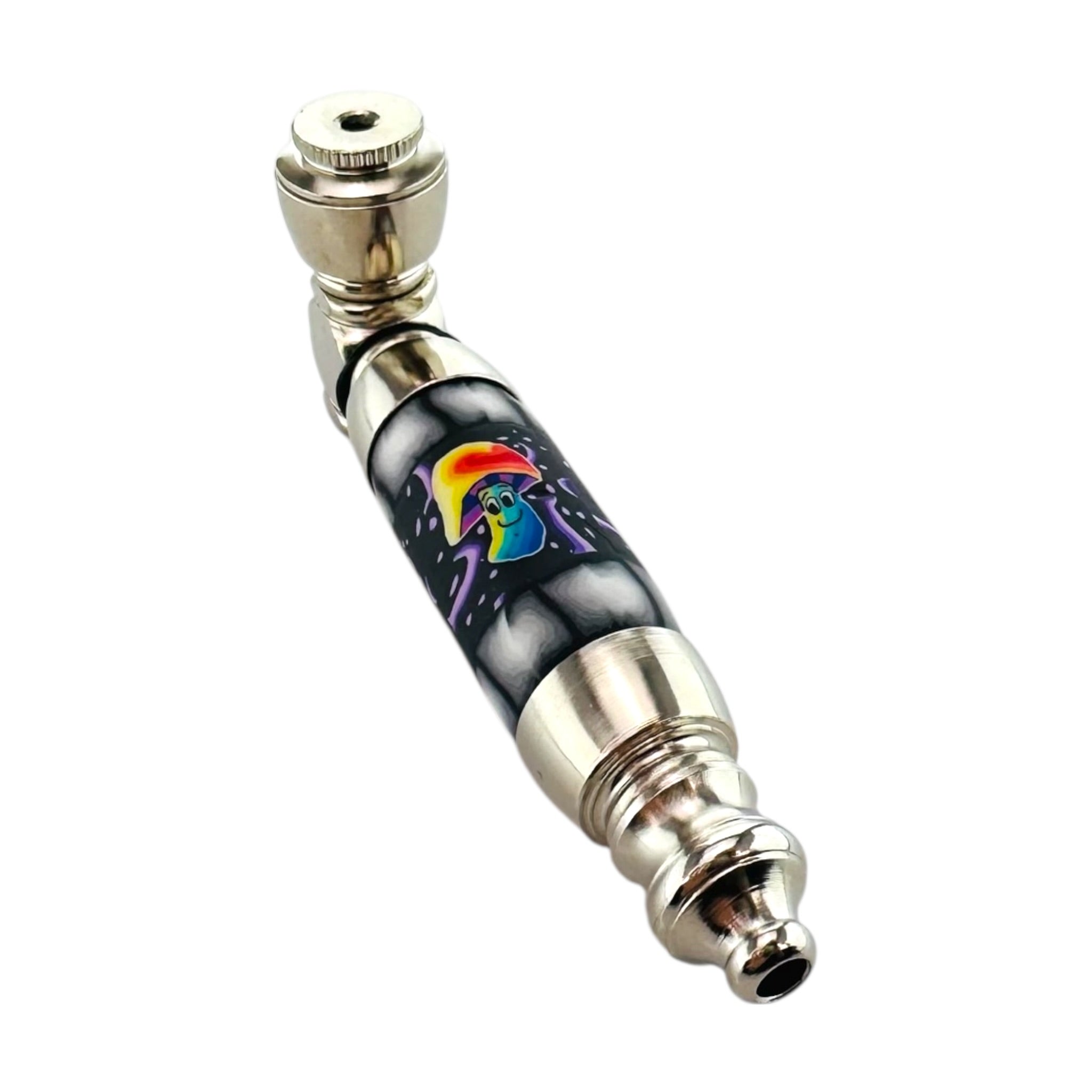 Large Chamber Metal Smoking Pipe With Rainbow Magical Mushroom