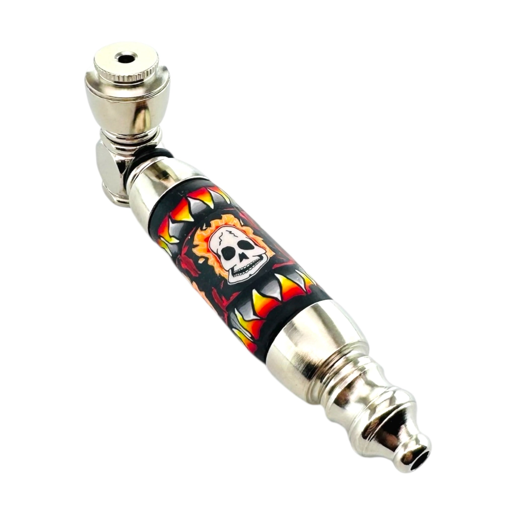 Large Chamber Silver Chrome With Flaming Skull