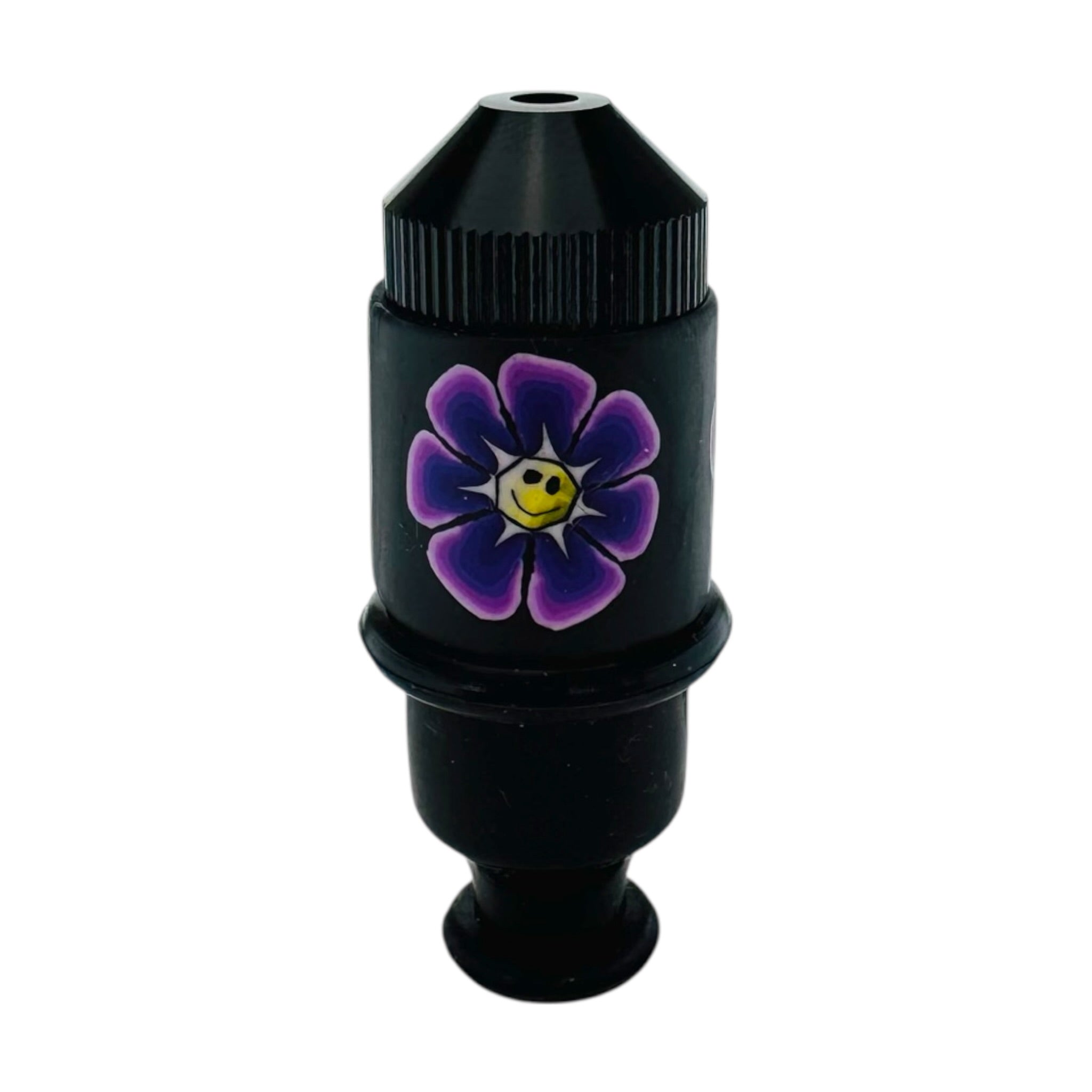 Sneak-A-Toke metal weed pipe With Purple Flower With Smiley Face Femo Clay