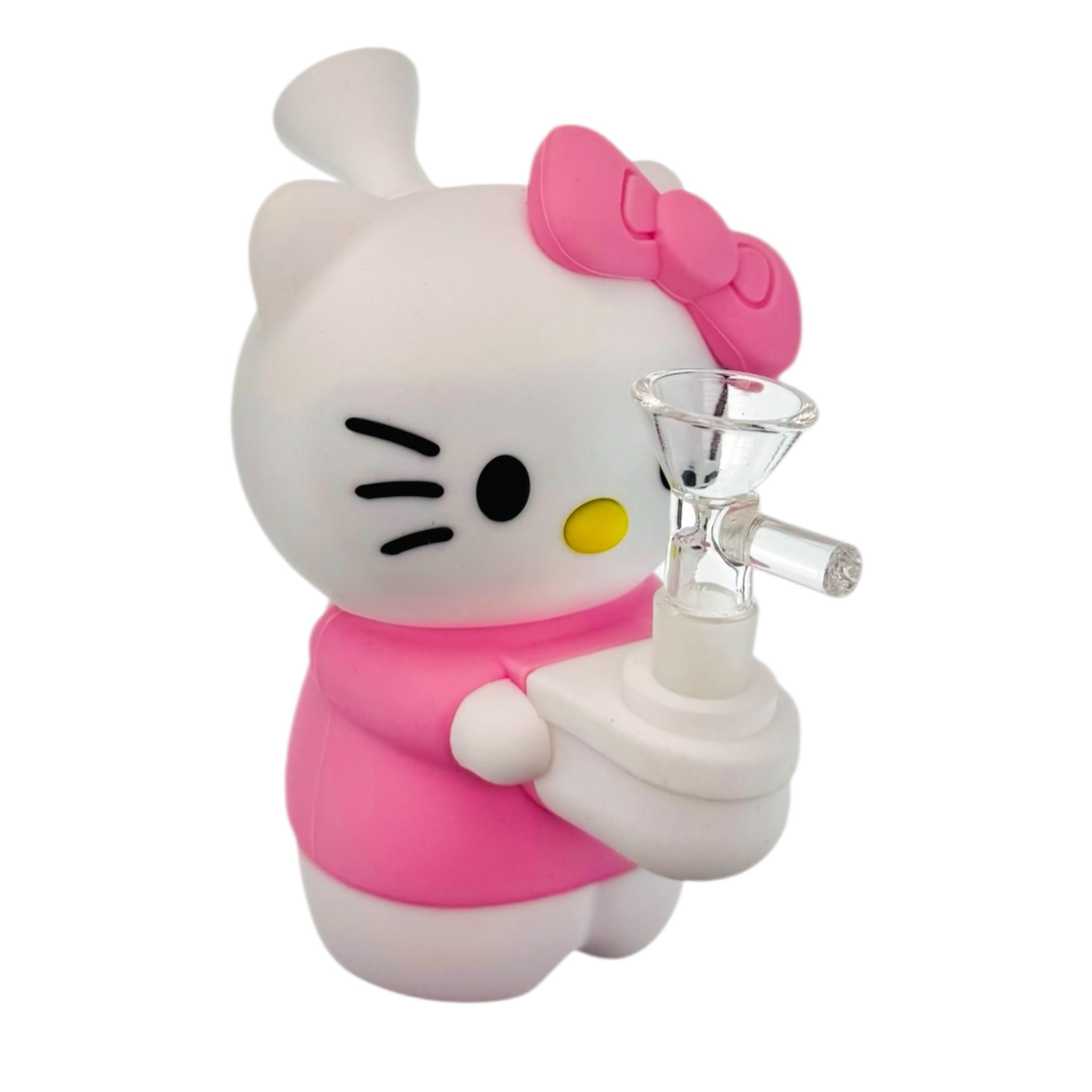 Pink And White Kitty Silicone Rubber Bong
