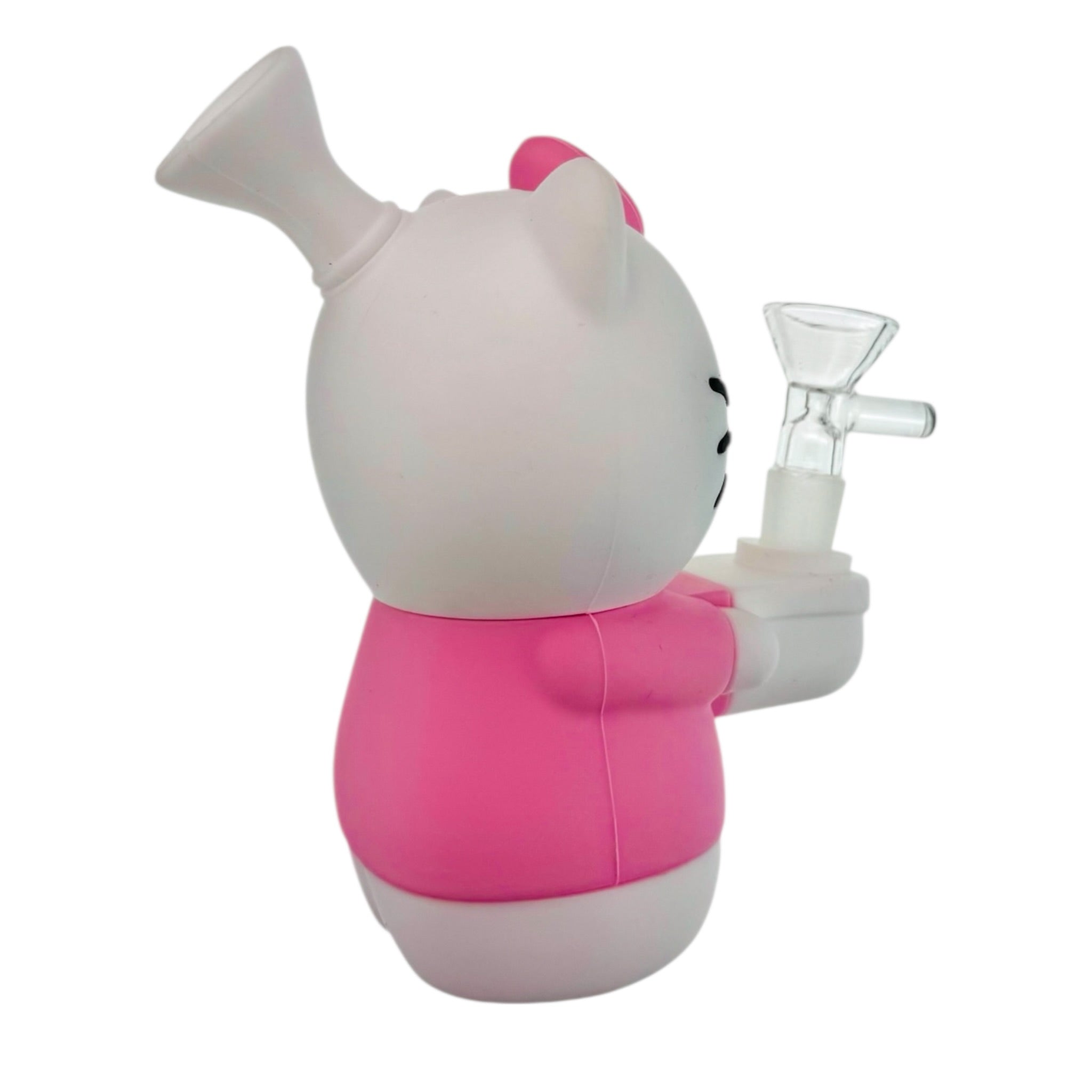 Pink And White Kitty Silicone Rubber Bong