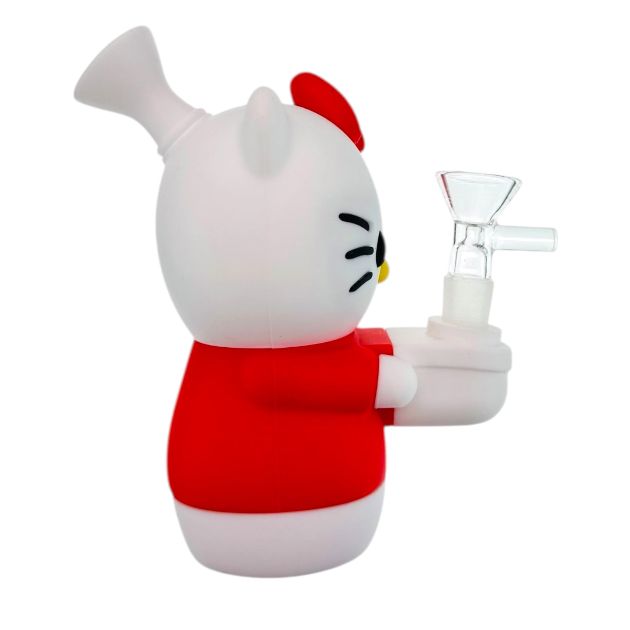 Red And White Kitty Silicone Rubber Bong