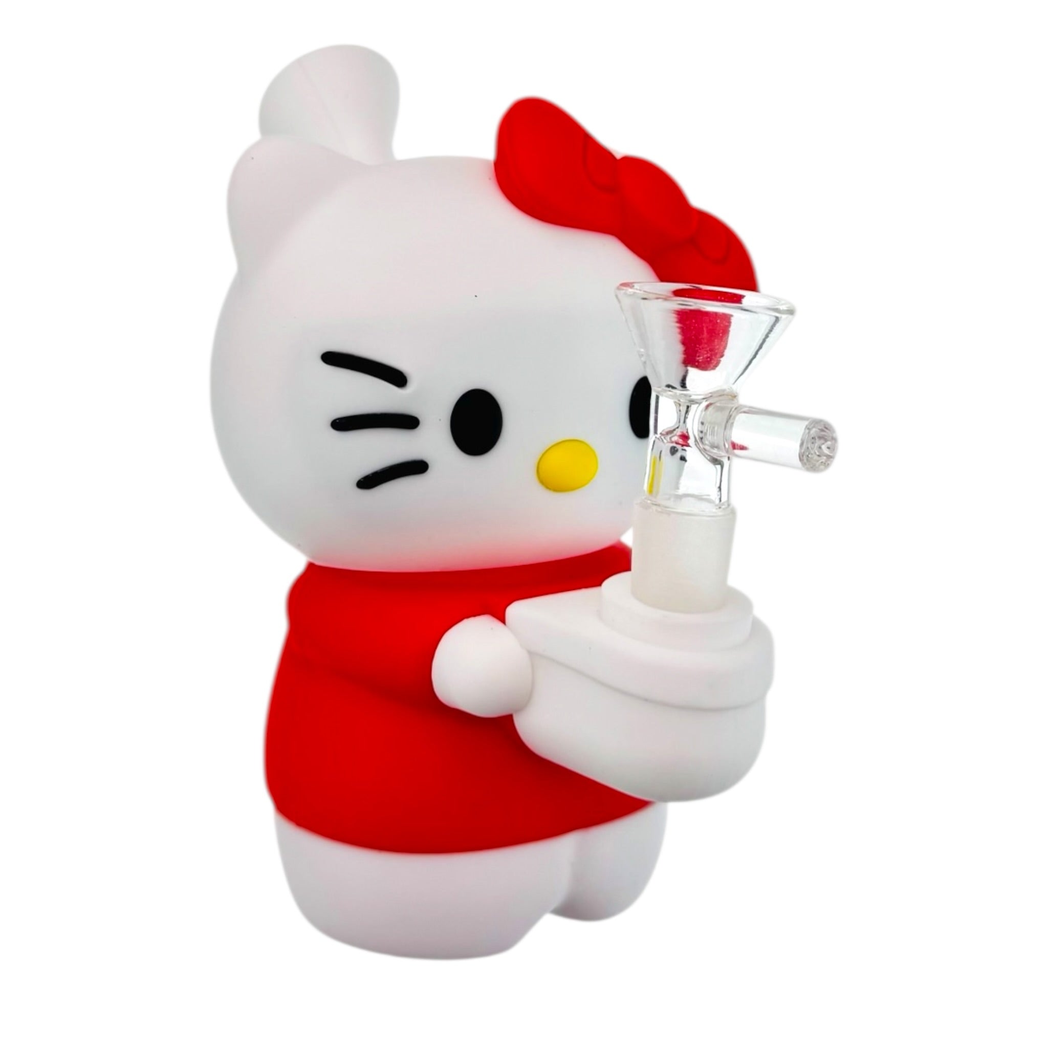Red And White Kitty Silicone Rubber Bong