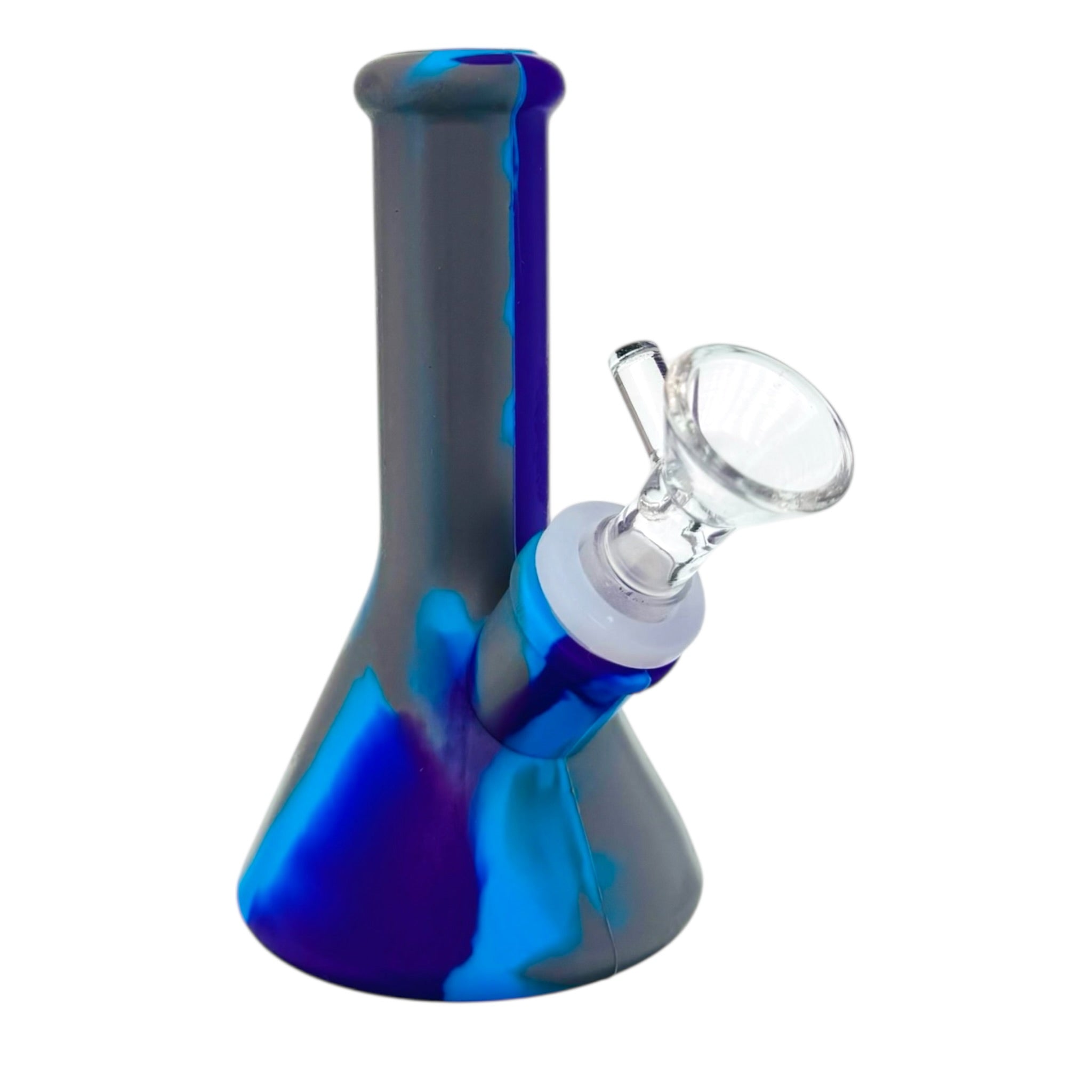 5 Inch Mini Silicone Beaker Bong Blue And Gray
