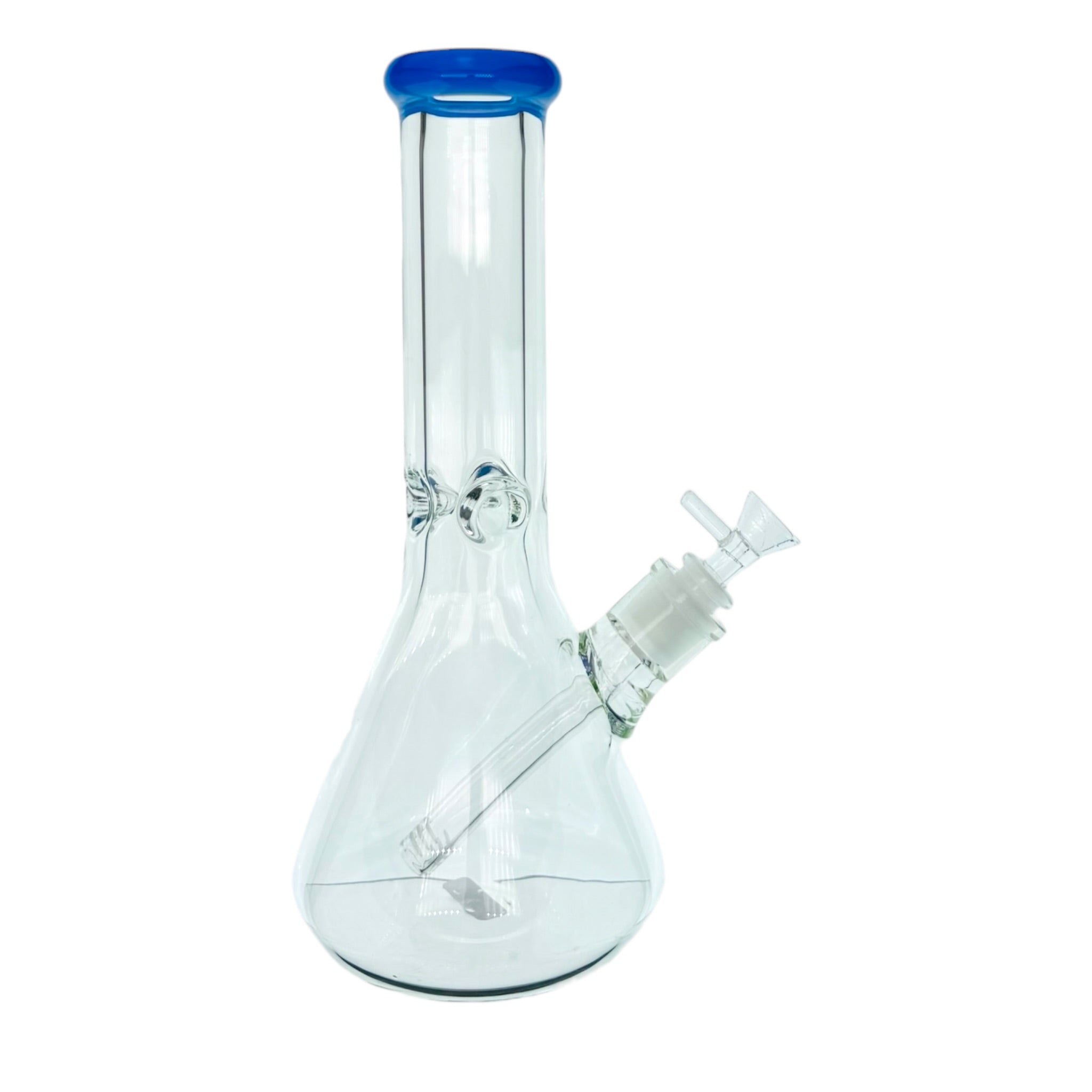 9mm Thick Clear Beaker Water Pipe Bong With Periwinkle Mouthpiece 12 Inches tall 
