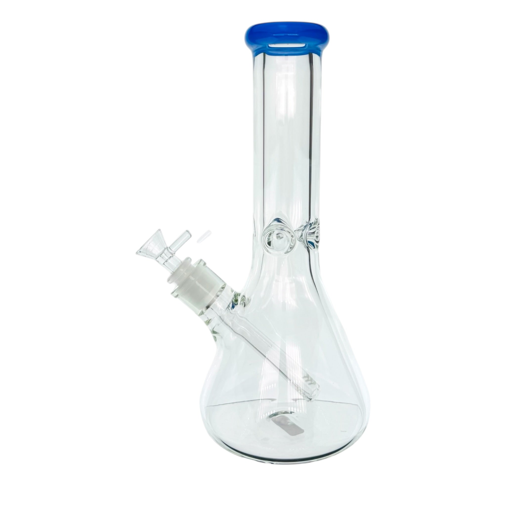 9mm Thick Clear Beaker Water Pipe Bong With Periwinkle Mouthpiece 12 Inches tall 
