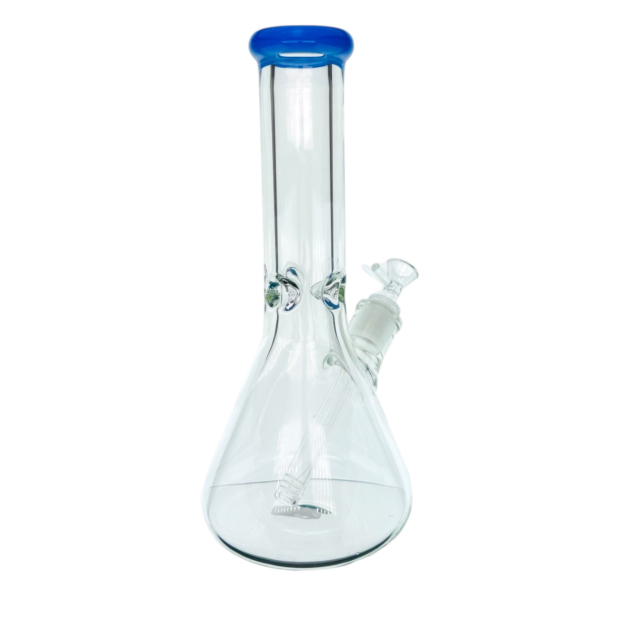 9mm Thick Clear Beaker Water Pipe Bong With Periwinkle Mouthpiece 12 Inches tall 