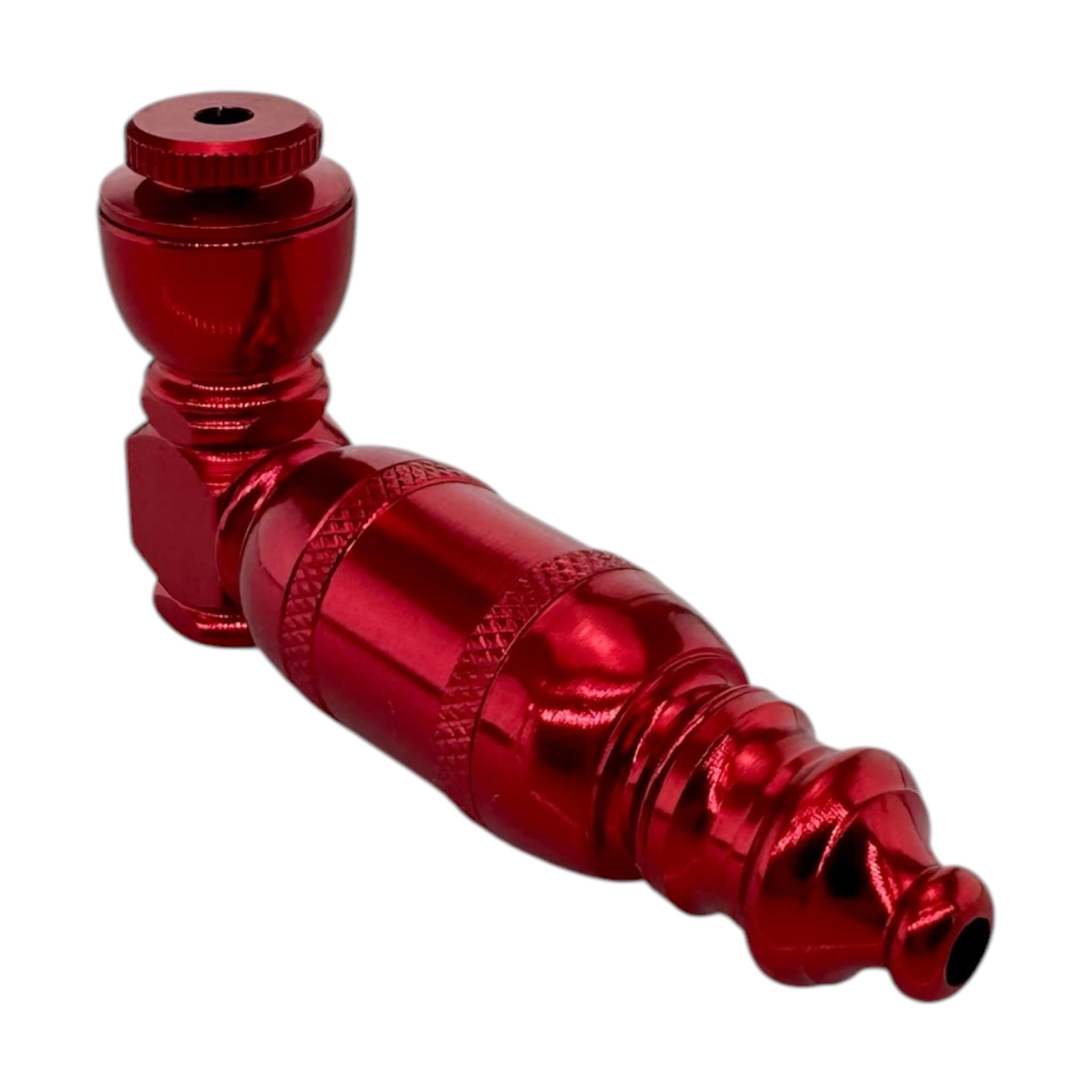 Small Red Aluminum Extended Mini Chamber Hand Pipe With Cap