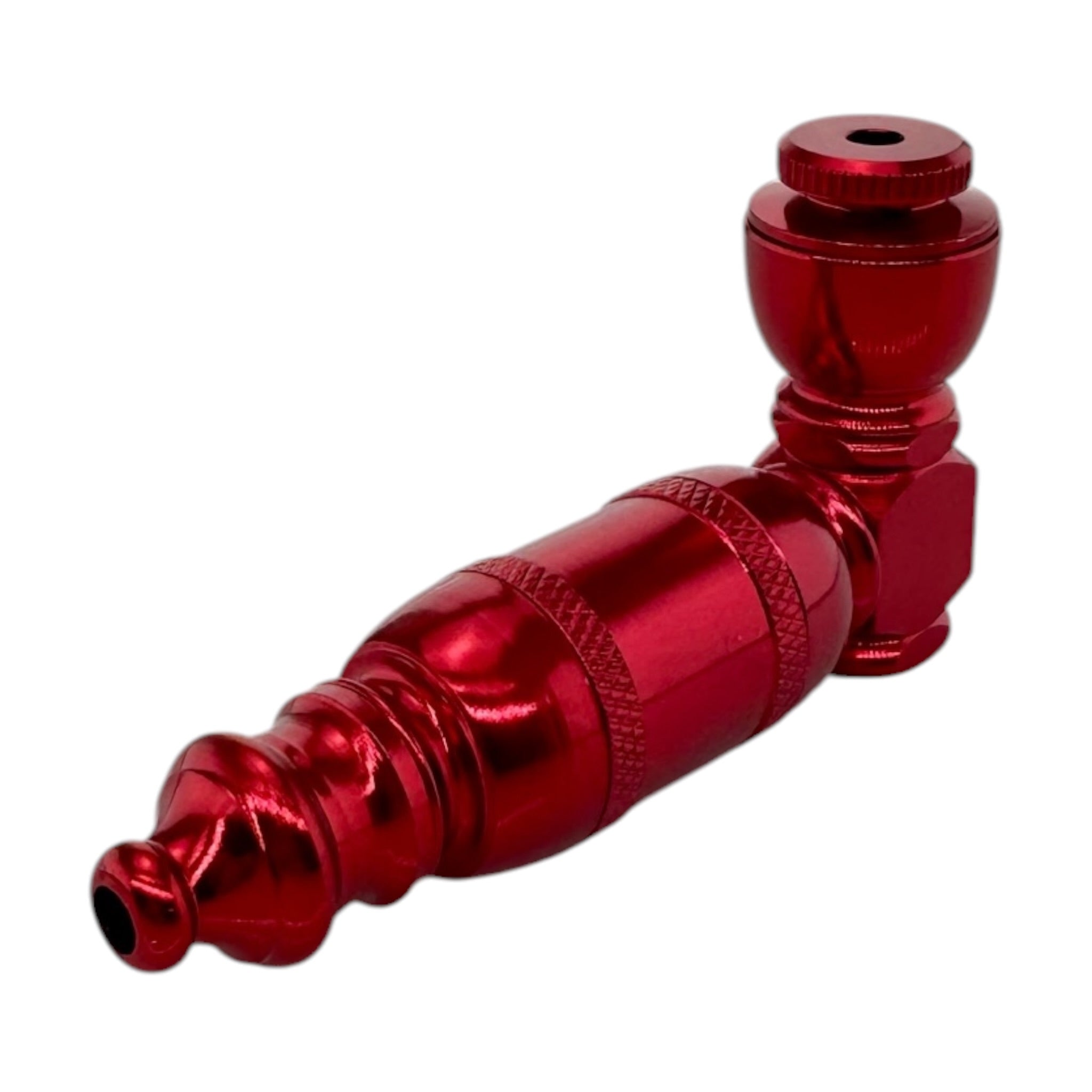Small Red Aluminum Extended Mini Chamber Hand Pipe With Cap
