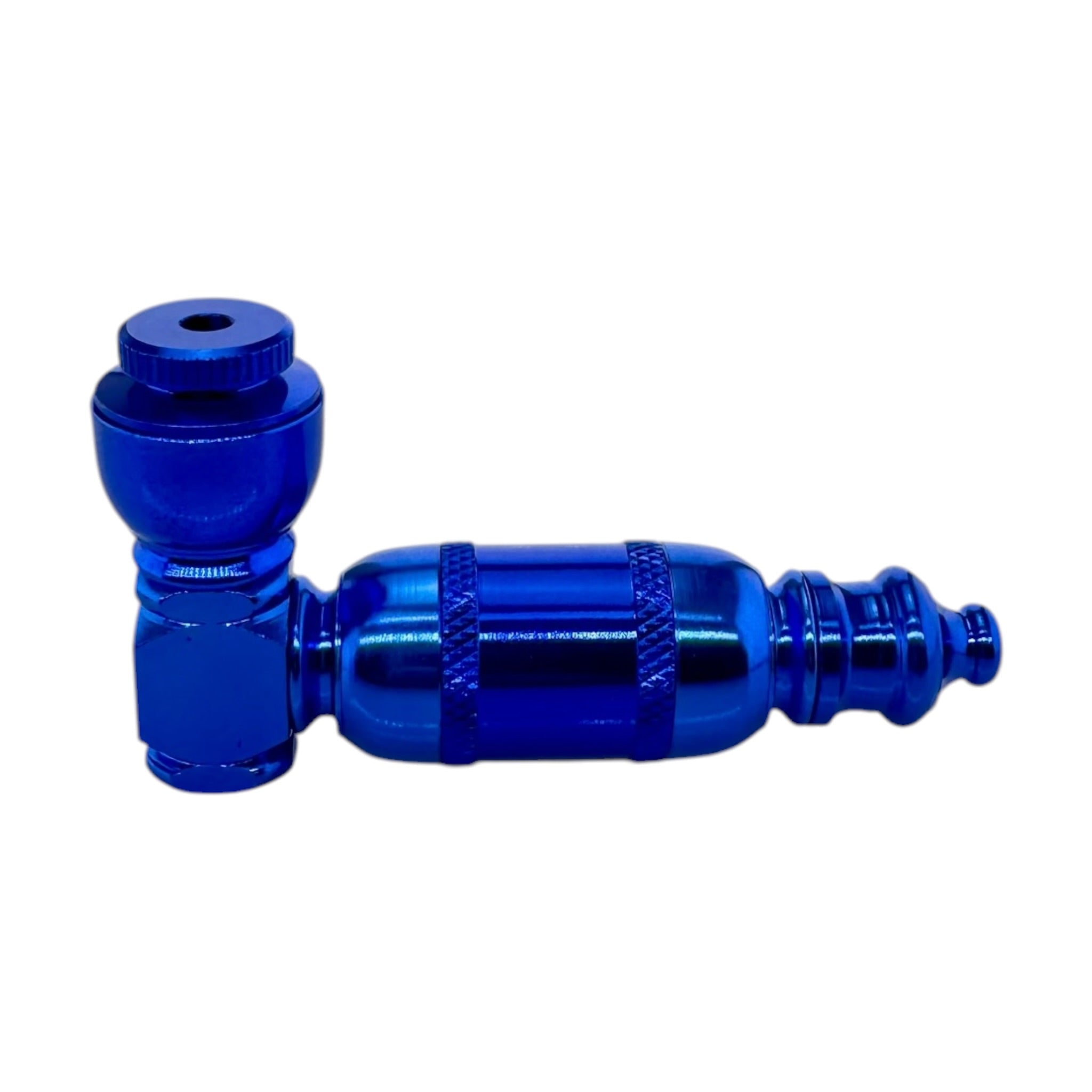 Small Blue Aluminum Extended Mini Chamber smoking Hand Pipe With Cap lid 