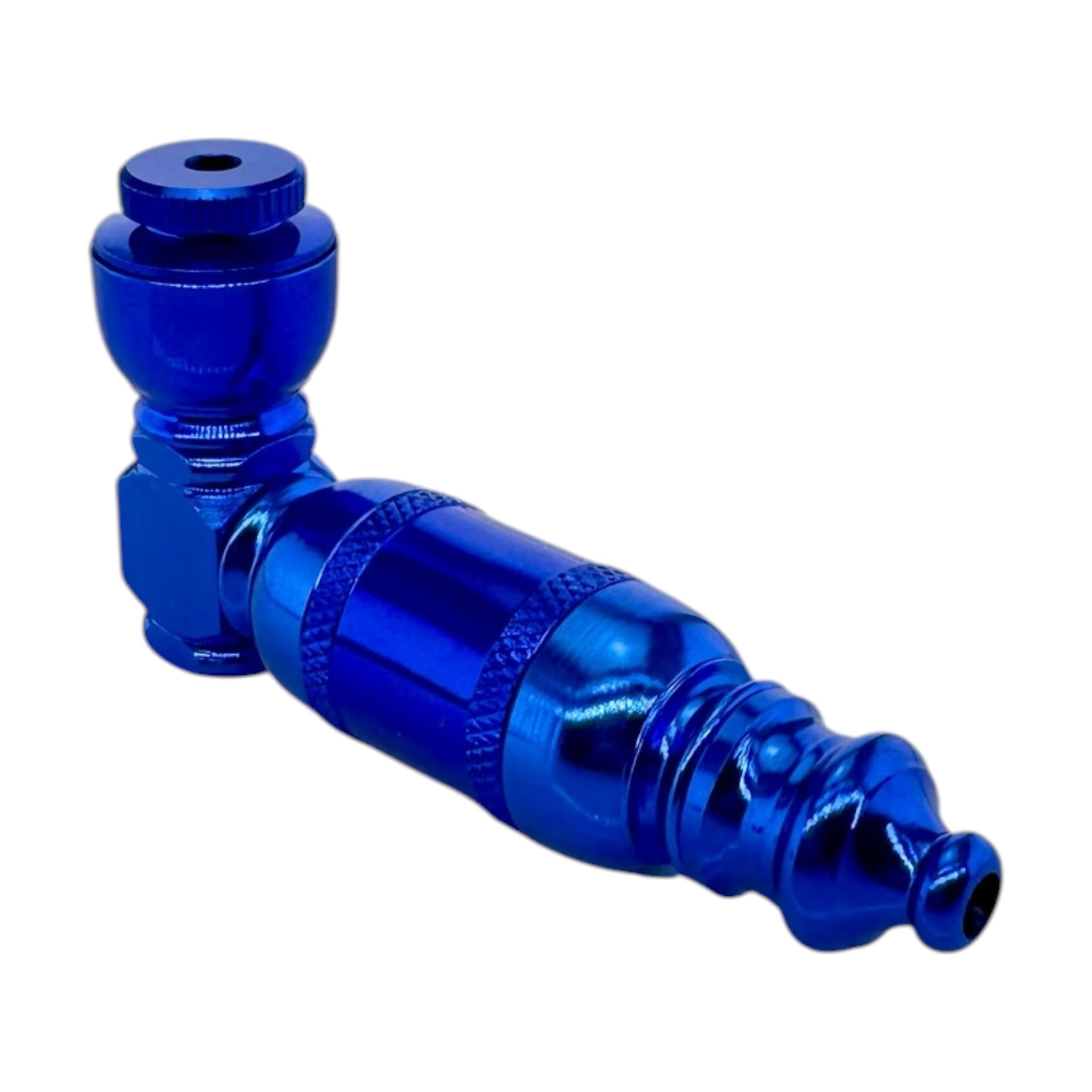Small Blue Aluminum Extended Mini Chamber smoking Hand Pipe With Cap lid 