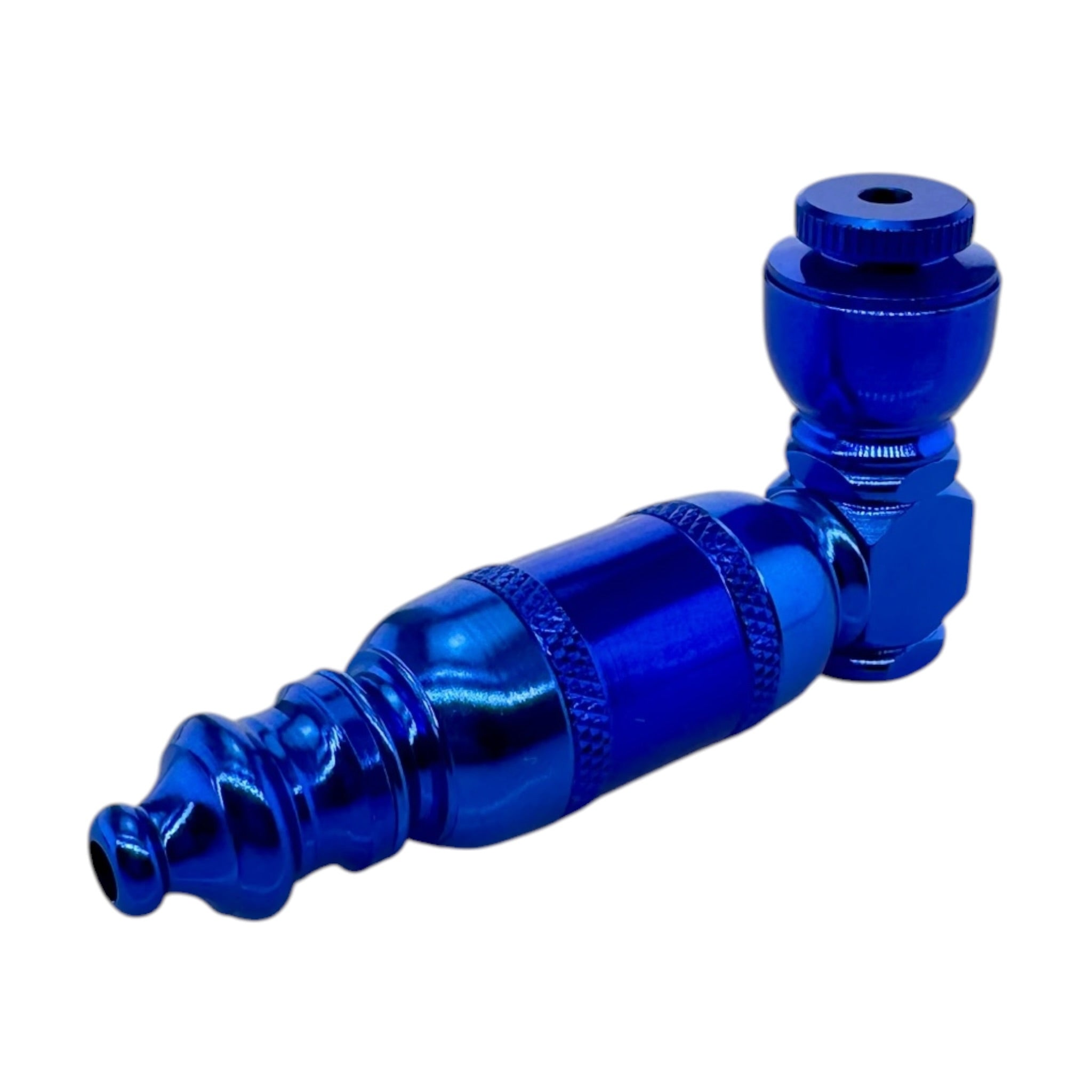 Small Blue Aluminum Extended Mini Chamber smoking Hand Pipe With Cap lid 
