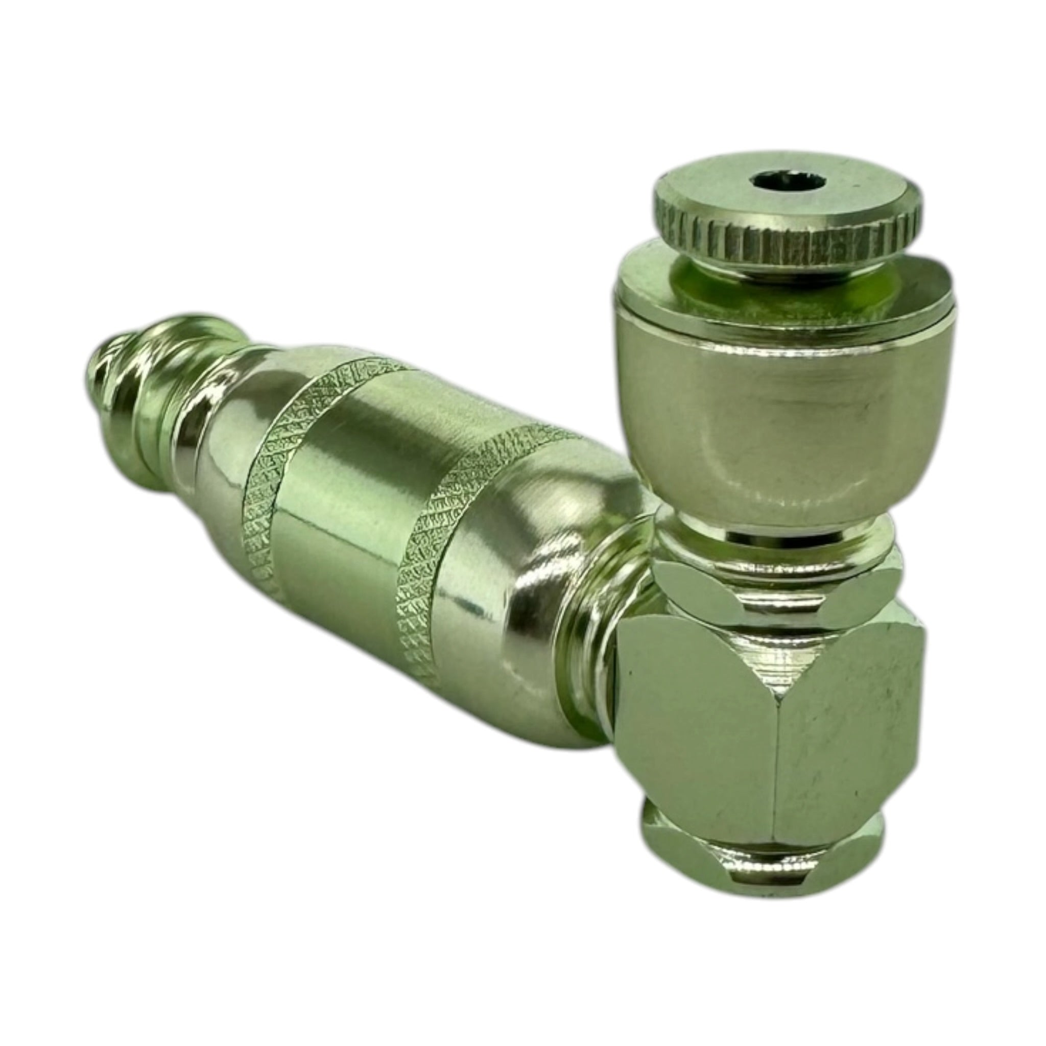 Small Light Green Aluminum Extended Mini Chamber Hand Pipe With Cap