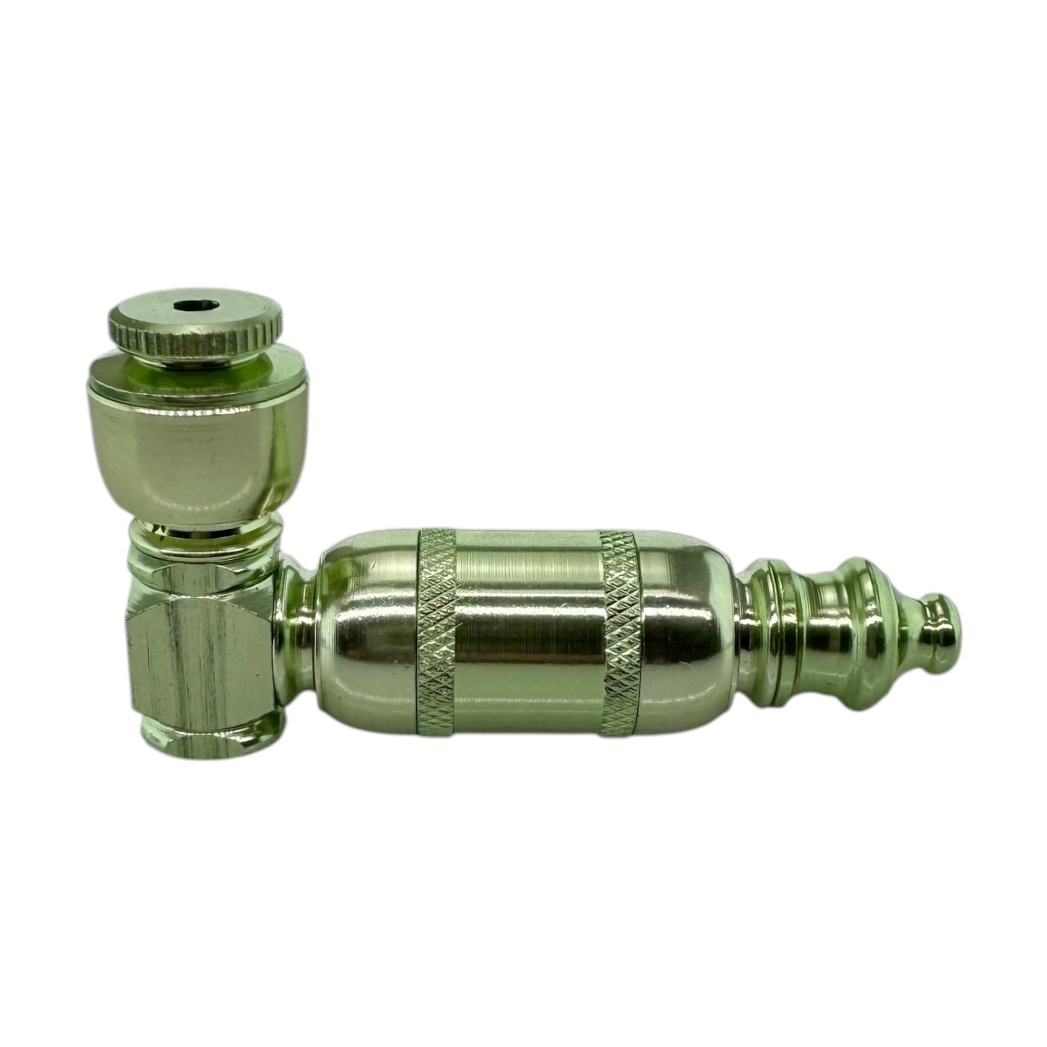 Small Light Green Aluminum Extended Mini Chamber Hand Pipe With Cap