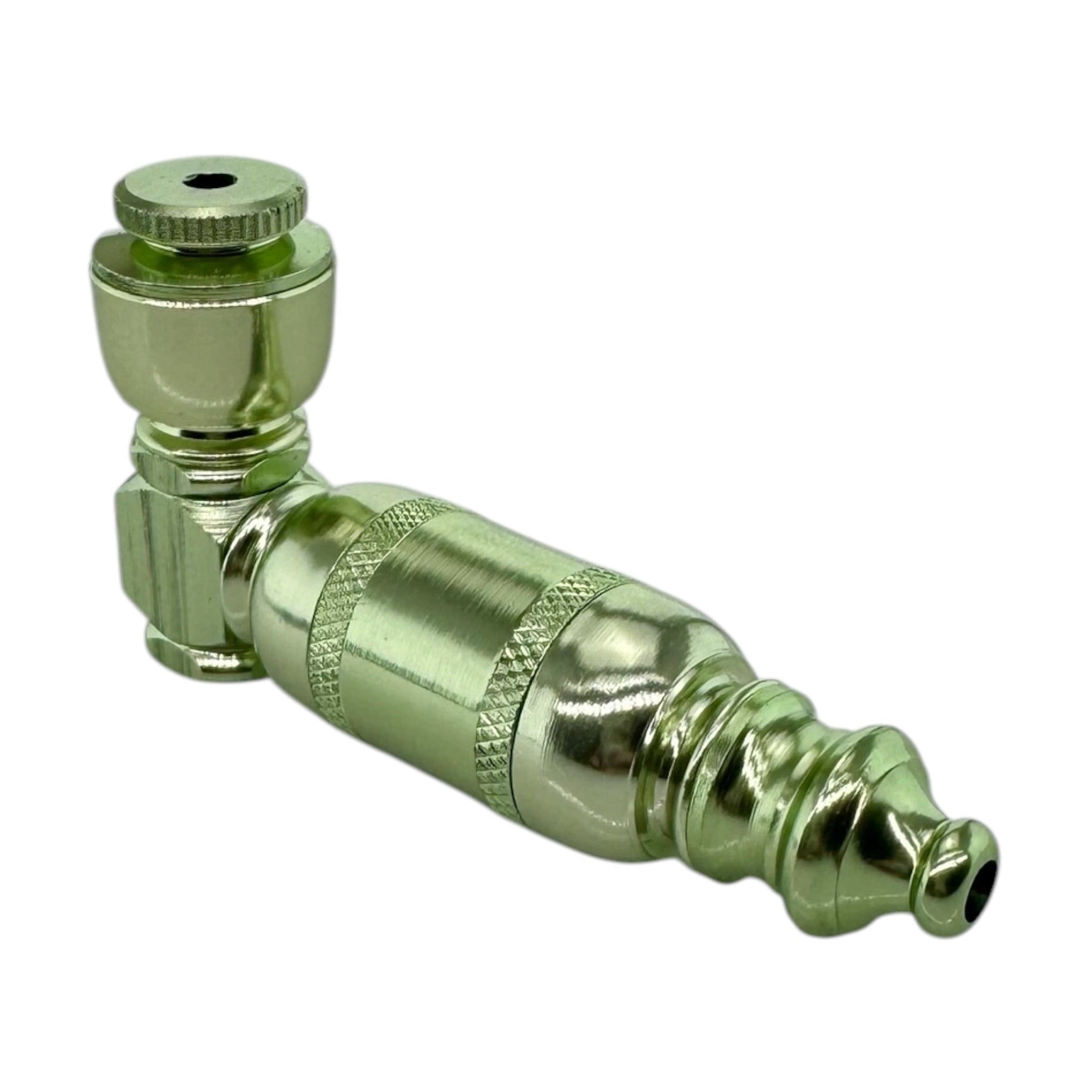 Small Light Green Aluminum Extended Mini Chamber Hand Pipe With Cap