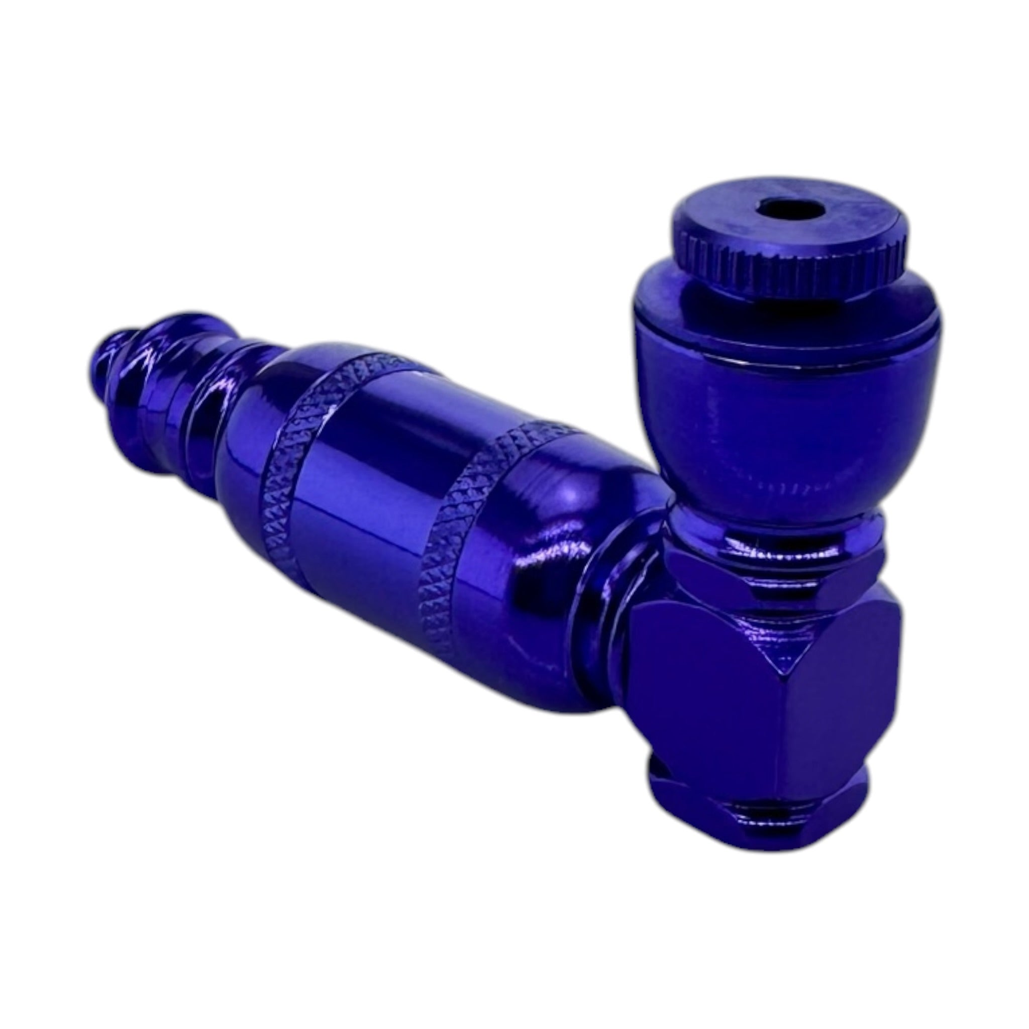 Small Purple Aluminum Extended Mini Chamber Hand Pipe With Cap