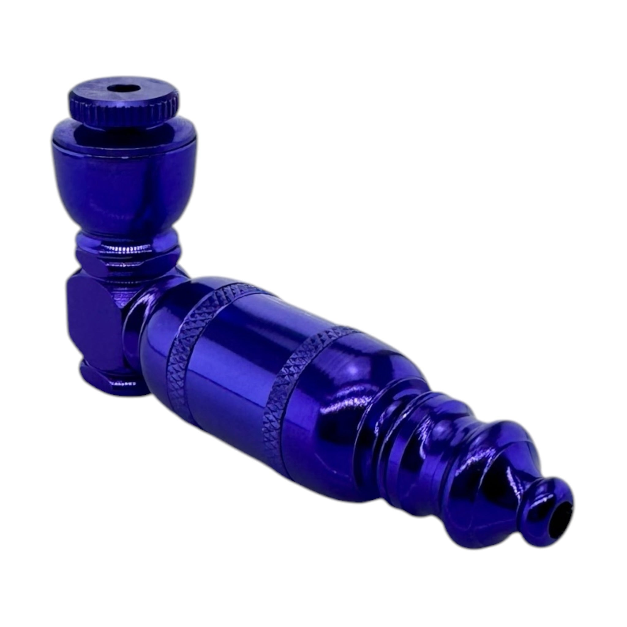 Small Purple Aluminum Extended Mini Chamber Hand Pipe With Cap