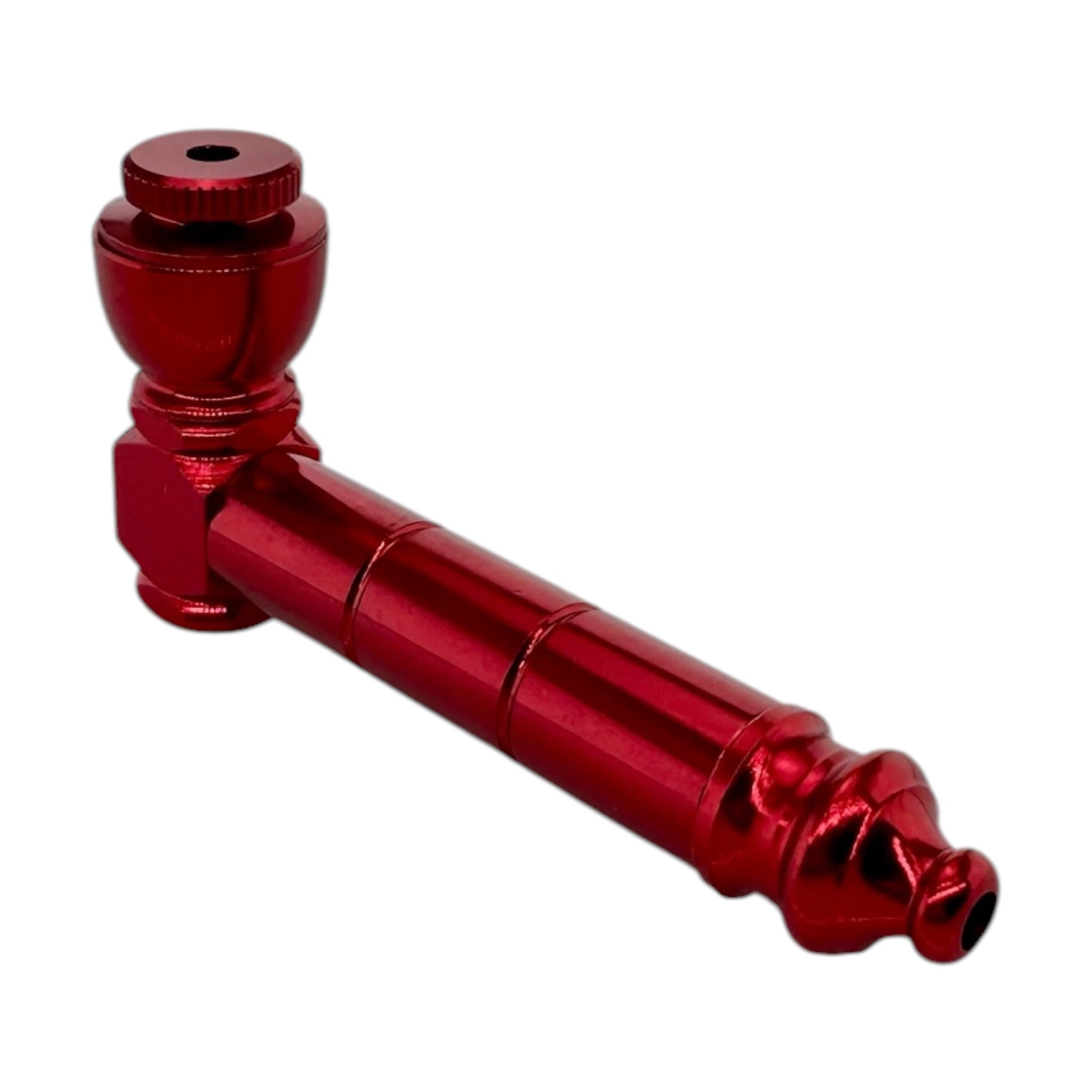 Red Basic Aluminum Smoking Pipe With Cap