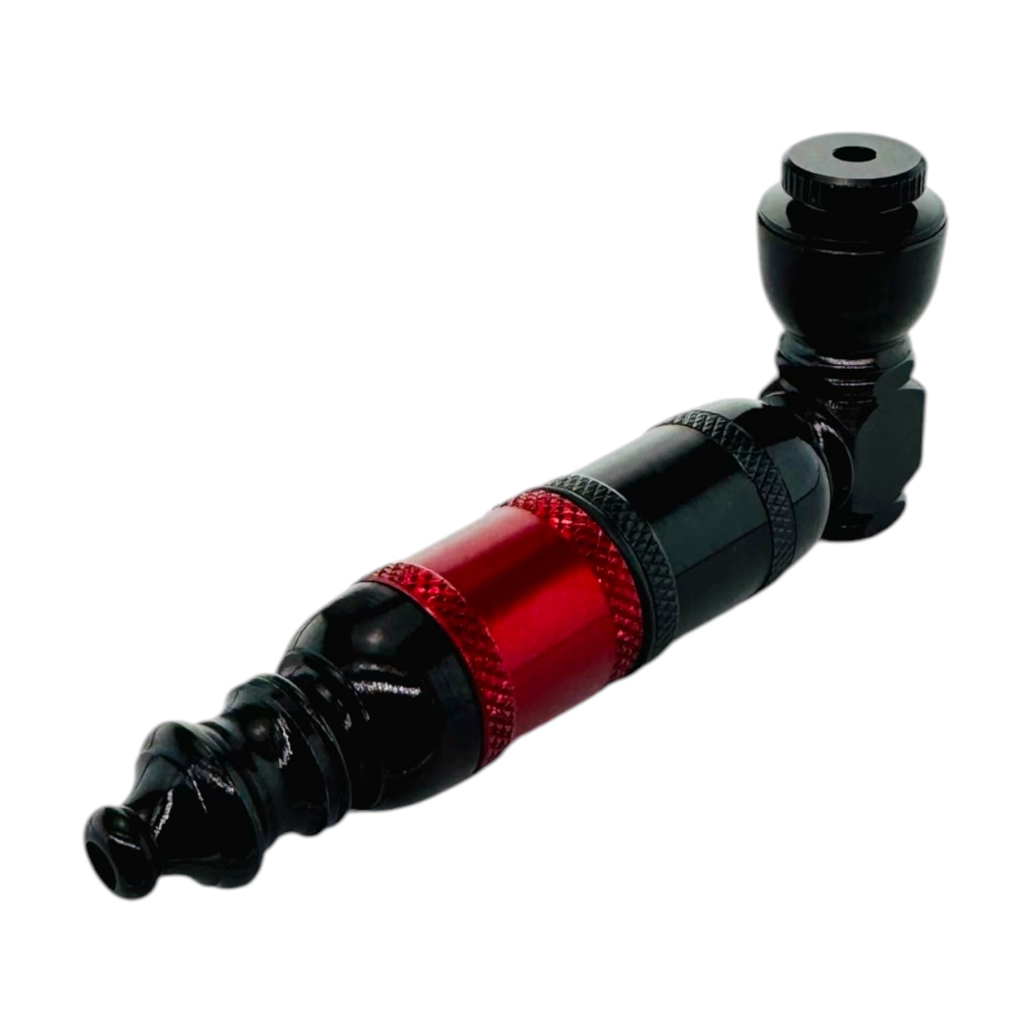Red And Black Extra Large Chamber smoking Hand Pipe for weed with metal lid cap