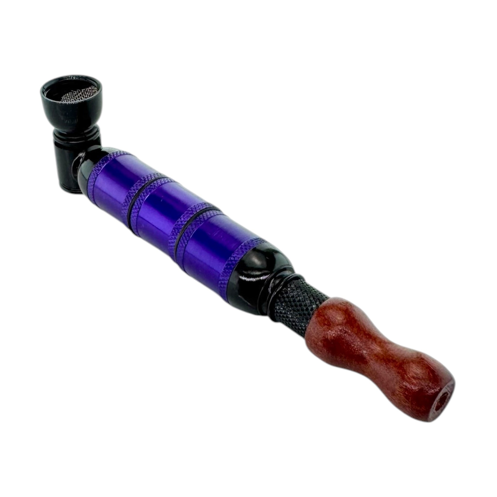 Metal Smoking Pipe Black And Purple Extra Extended Large Chamber Hand Pipe