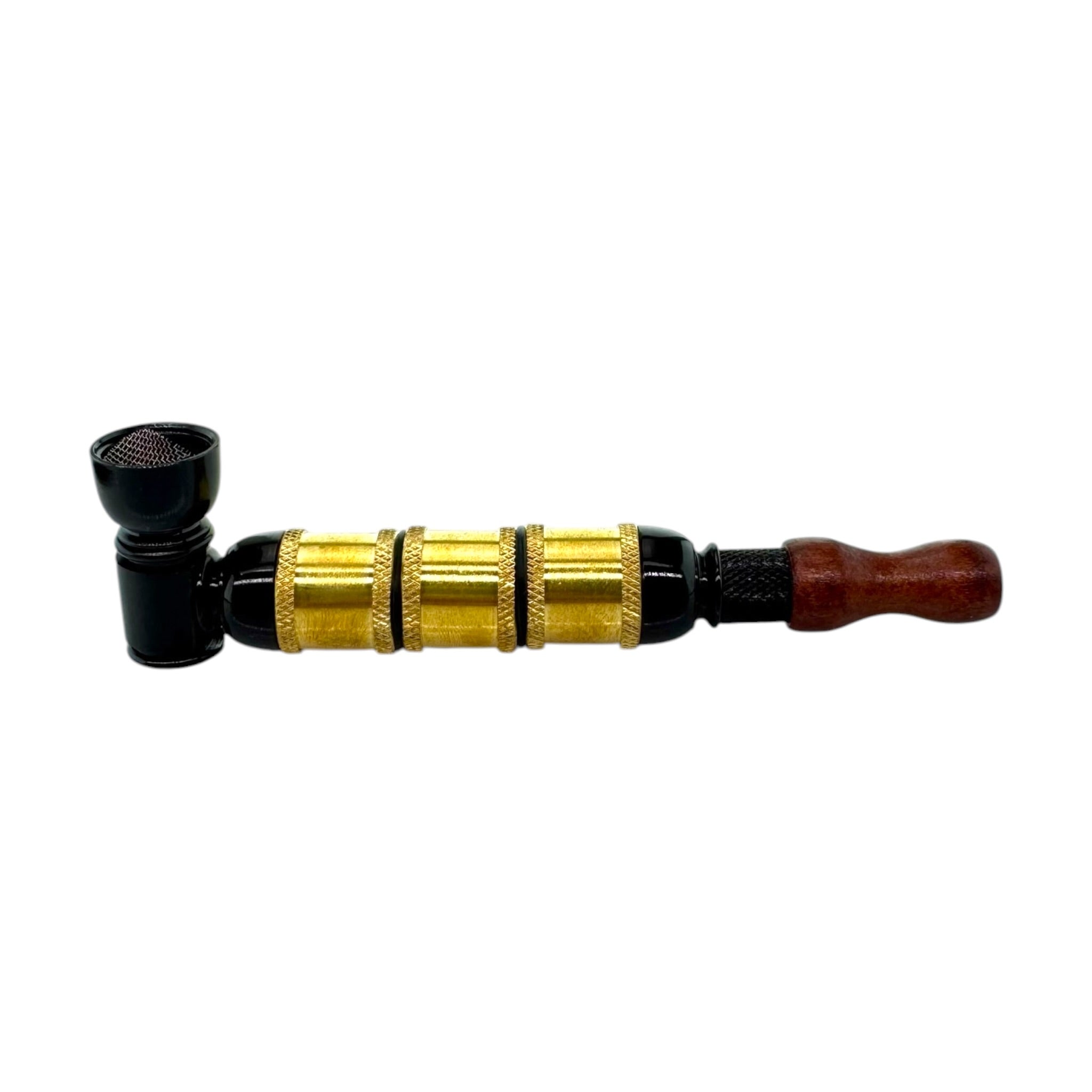 Metal Smoking Pipe Black And Gold Extra Extended Large Chamber Hand Pipe