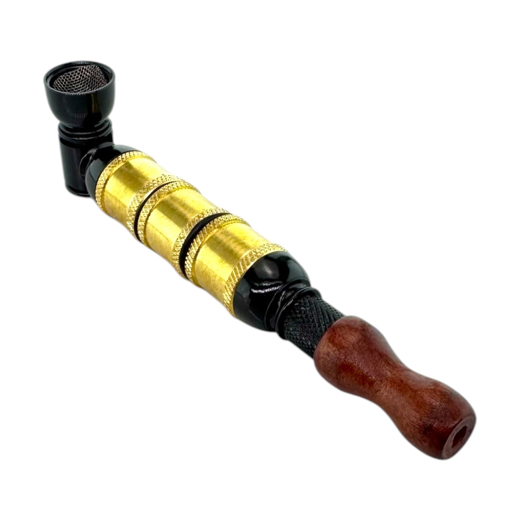 Metal Smoking Pipe Black And Gold Extra Extended Large Chamber Hand Pipe