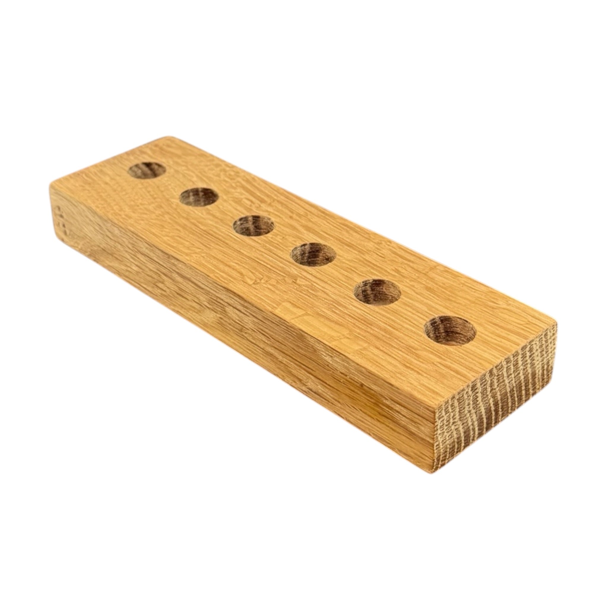 White Oak Wood Display Stand Holder For 14mm Bowls And Quartz Bangers 6 Hole