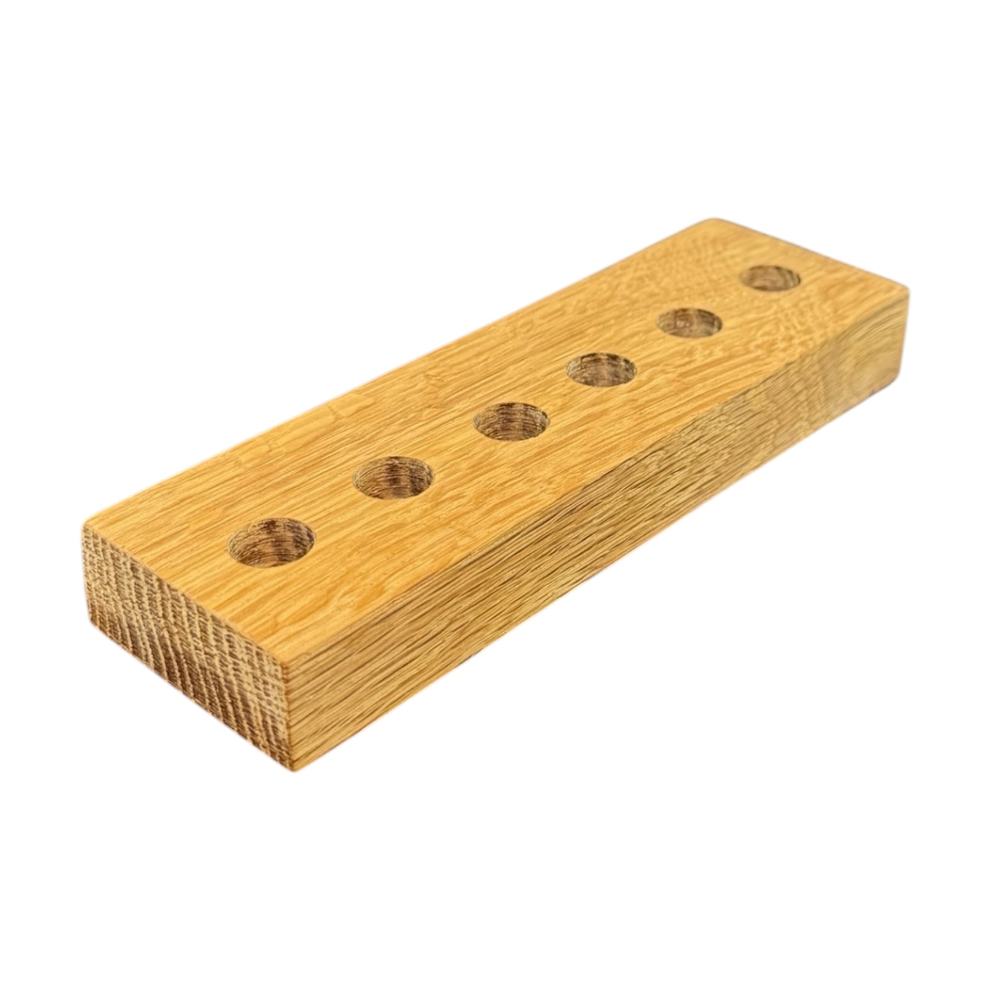 White Oak Wood Display Stand Holder For 14mm Bowls And Quartz Bangers 6 Hole