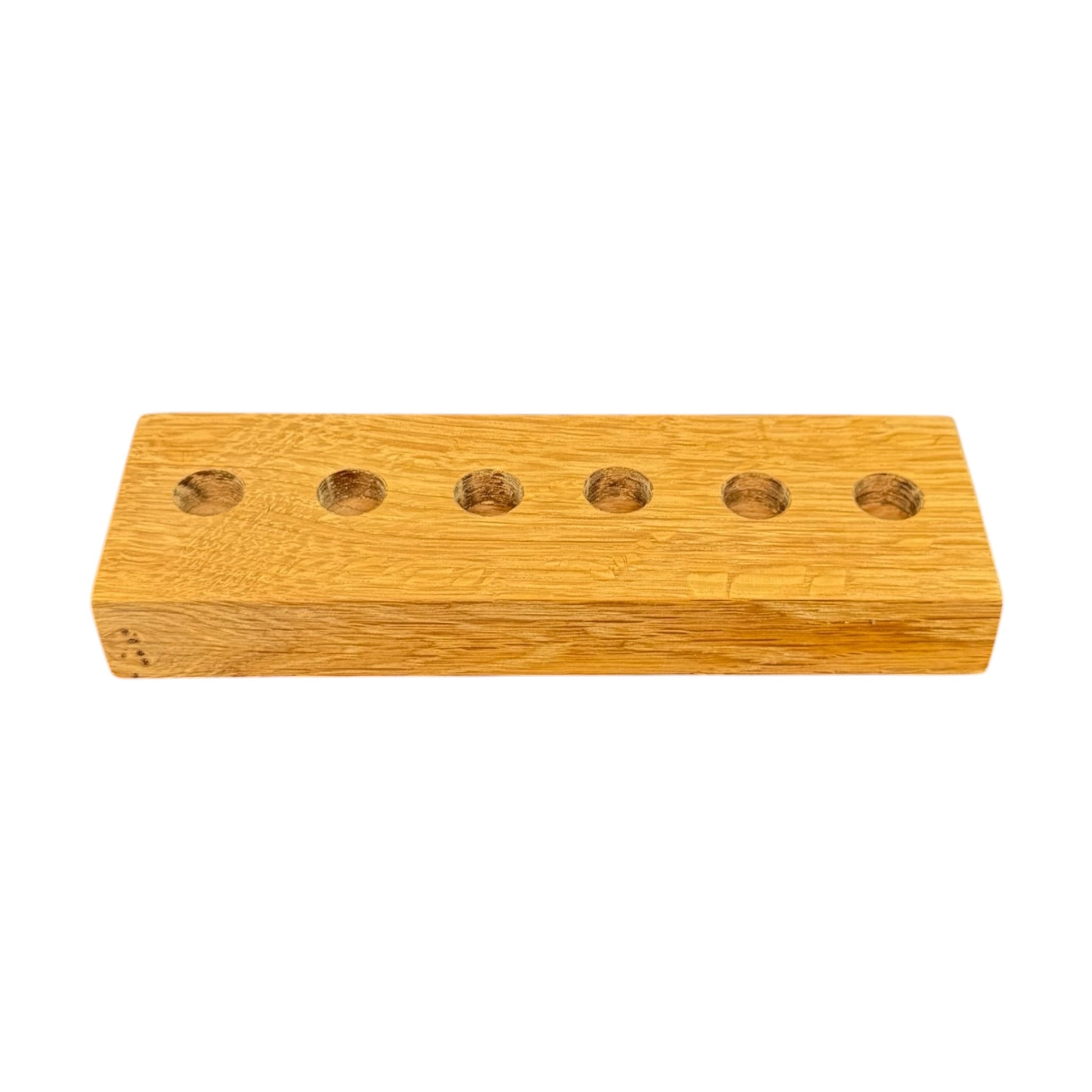 White Oak Wood Display Stand Holder For 14mm Bowls And Quartz Bangers 6 Hole