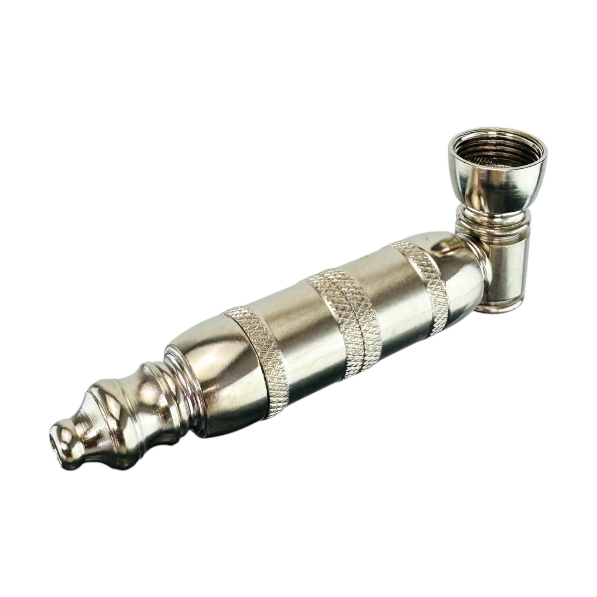 Silver Extra Large Chamber Smoking Metal Hand Pipe Aluminum Steel 