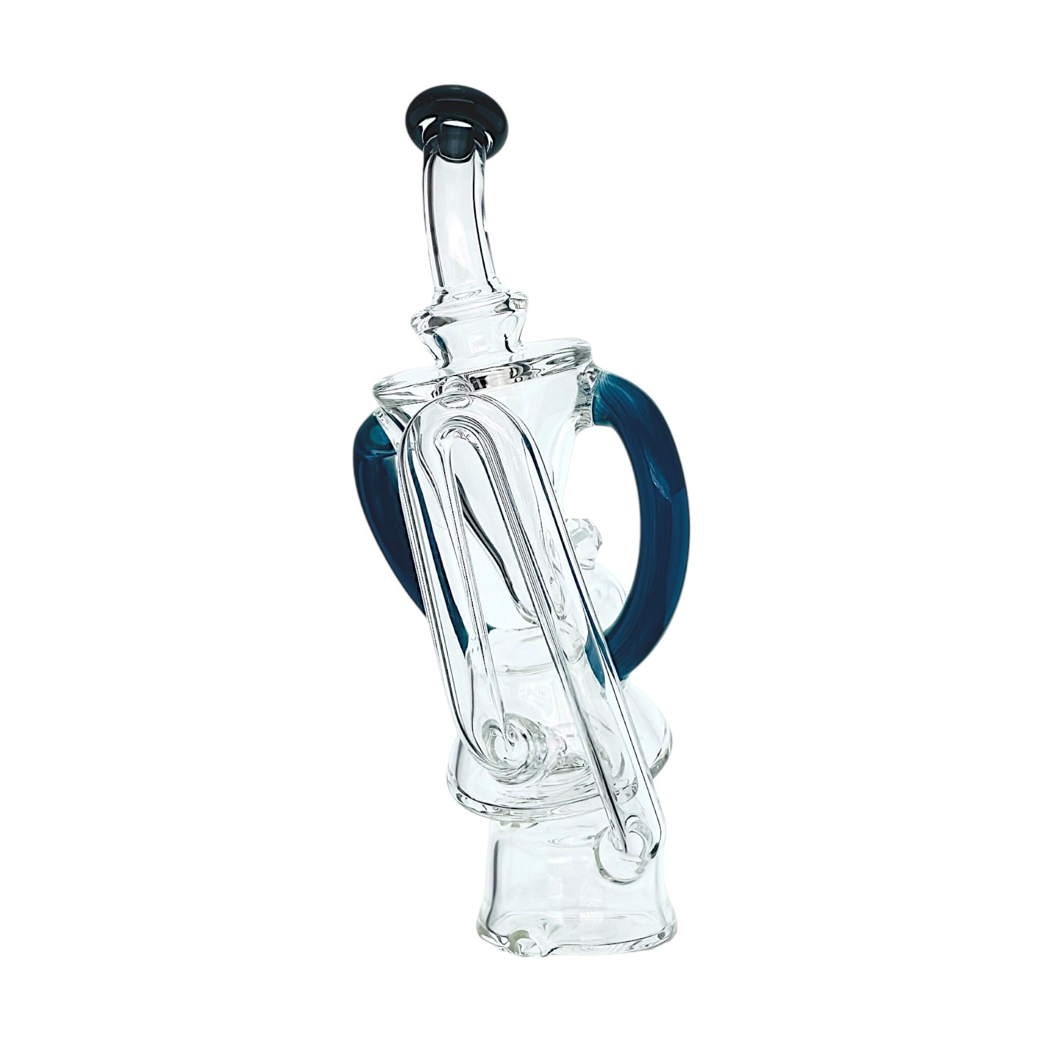Blue Dual Uptake Glass Recycler With Opal Water Attachment For Puffco Peak And Peak Pro (Copy)