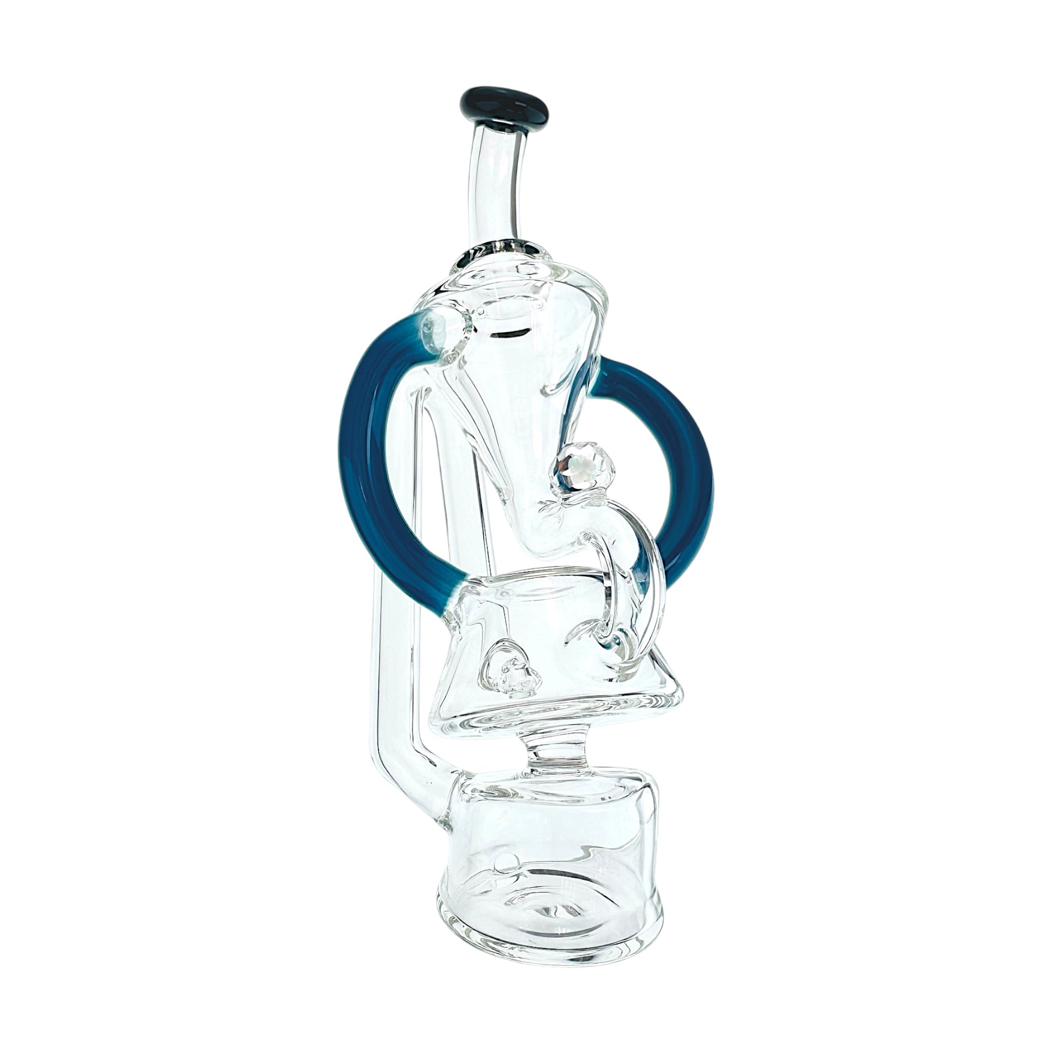 Blue Dual Uptake Glass Recycler With Opal Water Attachment For Puffco Peak And Peak Pro (Copy)